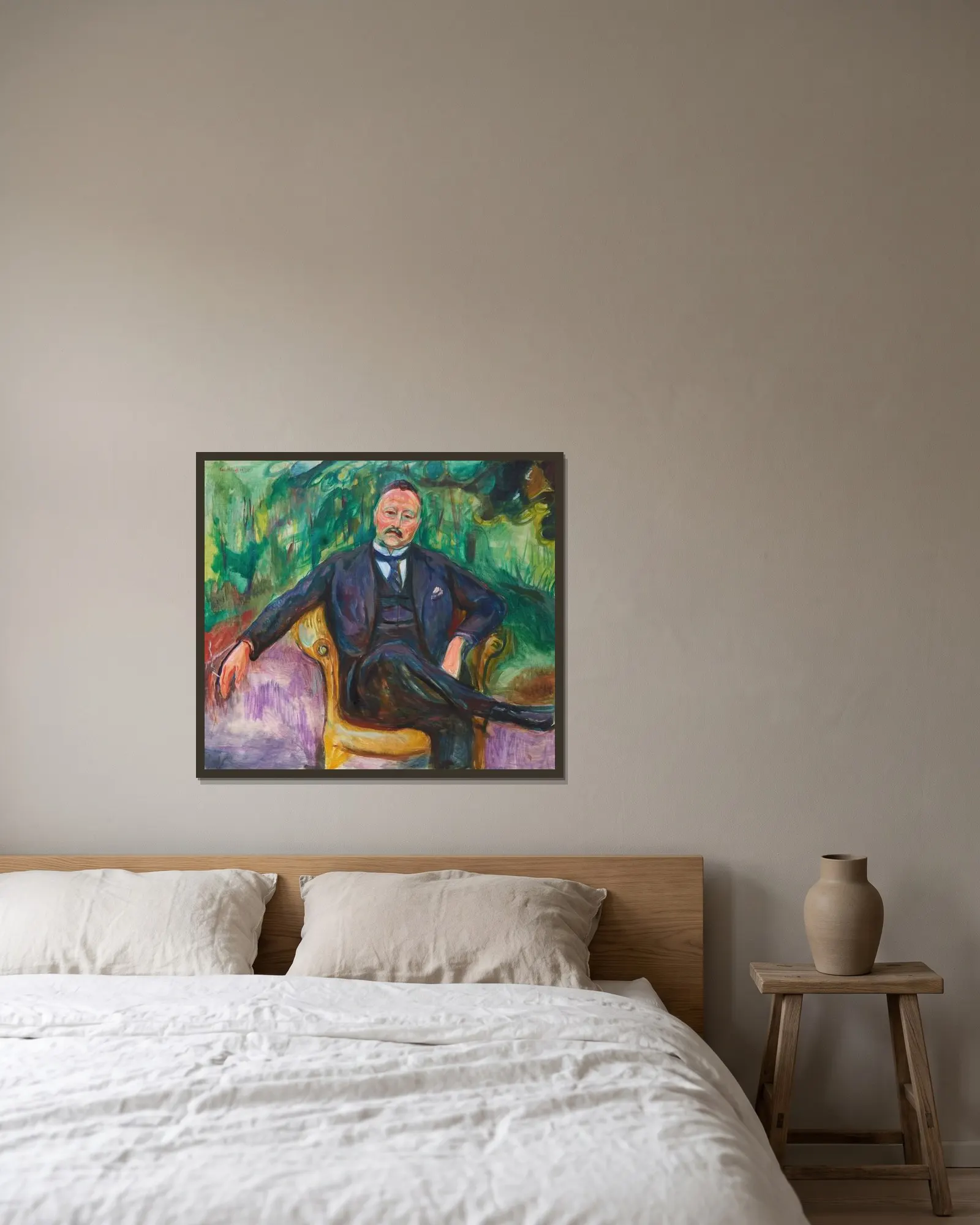 Heinrich C. Hudtwalcker av Edvard Munch inramad på en vägg