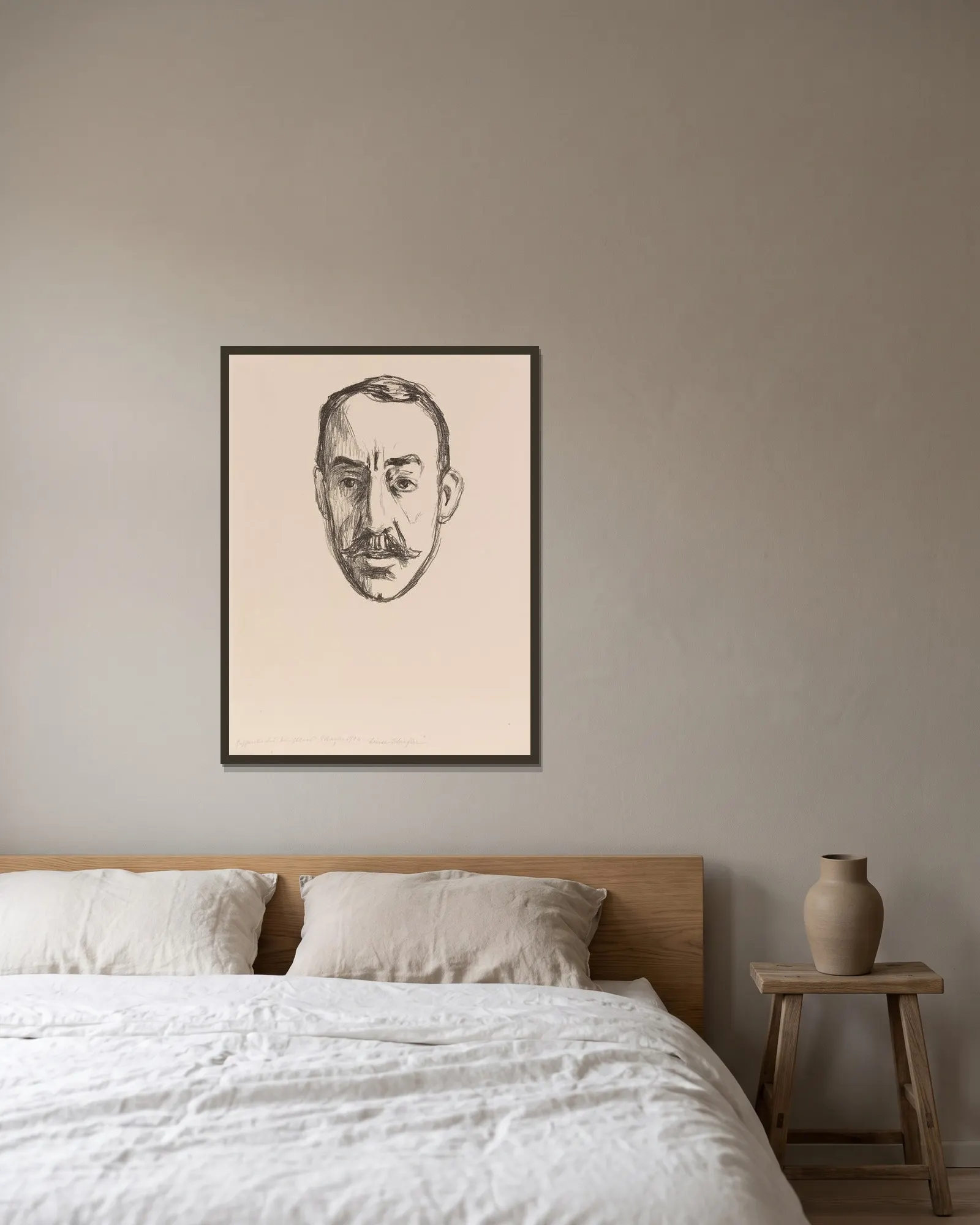 Henry van de Velde av Edvard Munch inramad på en vägg