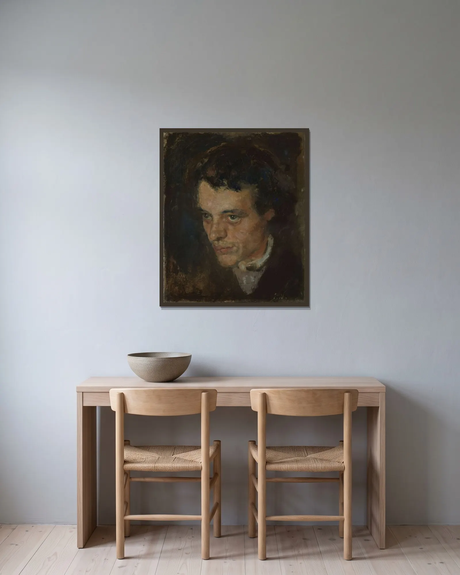 Jørgen Sørensen av Edvard Munch inramad på en vägg
