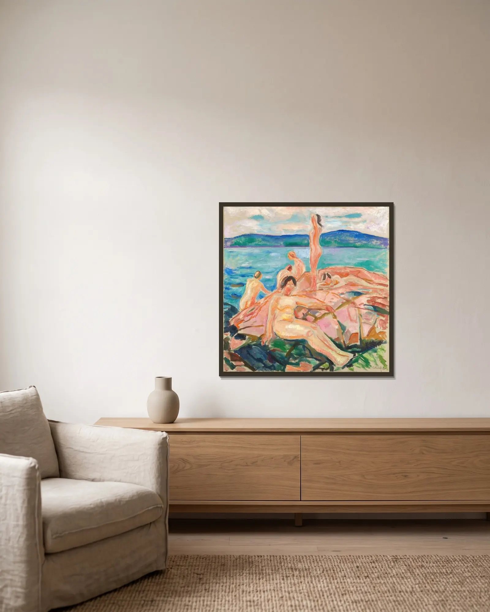 Midsummer av Edvard Munch inramad på en vägg