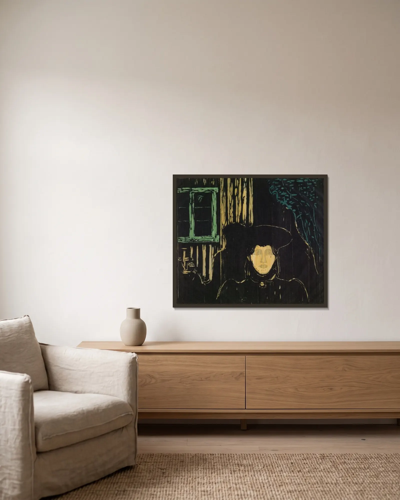 Moonlight av Edvard Munch inramad på en vägg