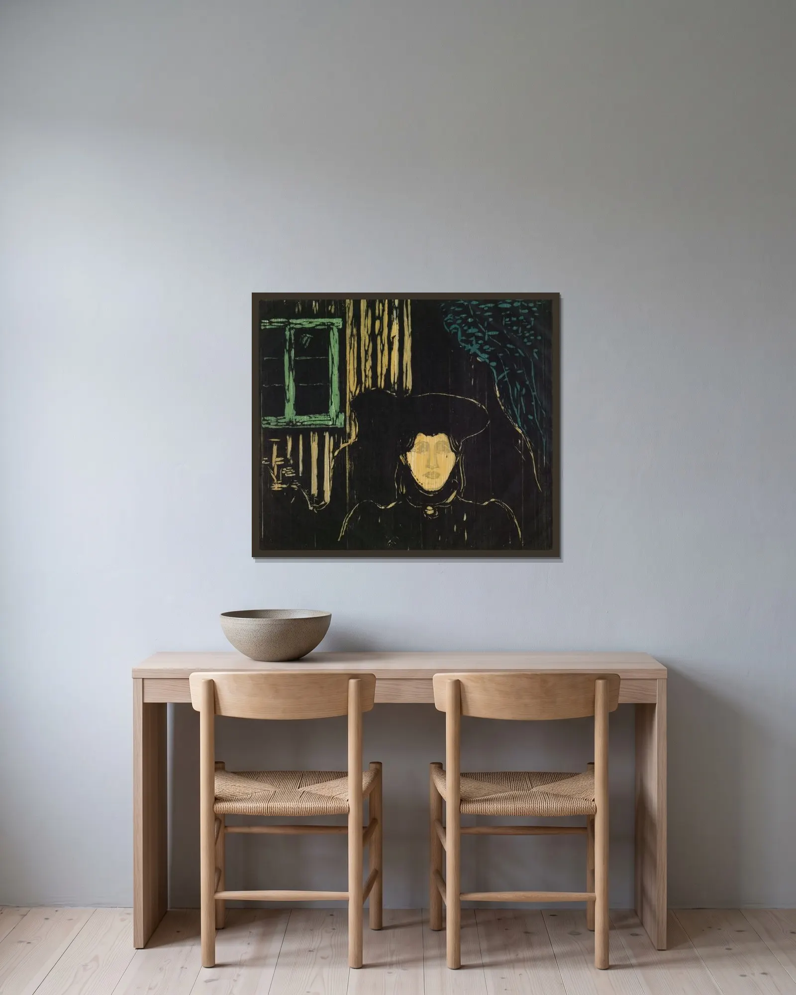 Moonlight av Edvard Munch inramad på en vägg