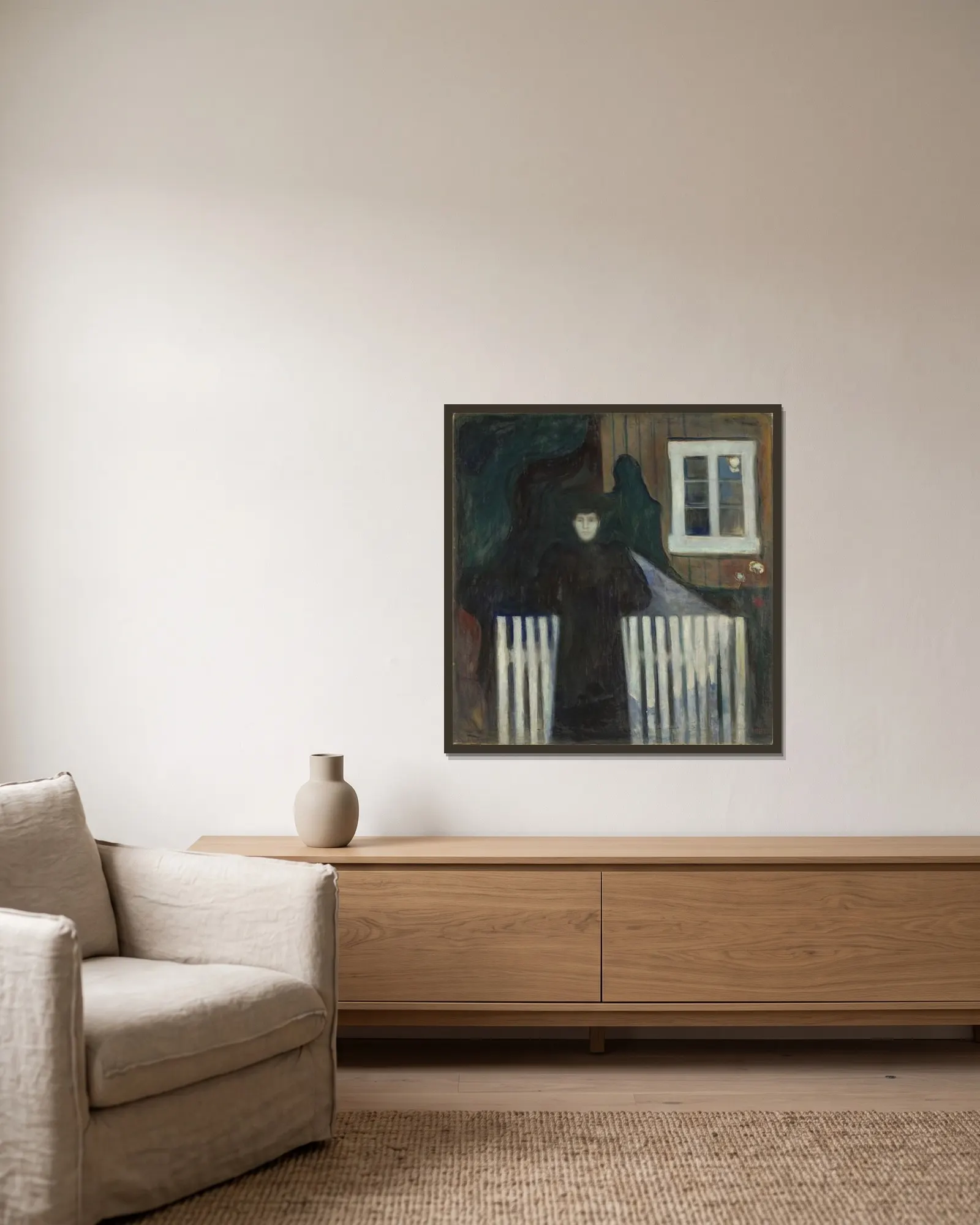 Moonlight av Edvard Munch inramad på en vägg