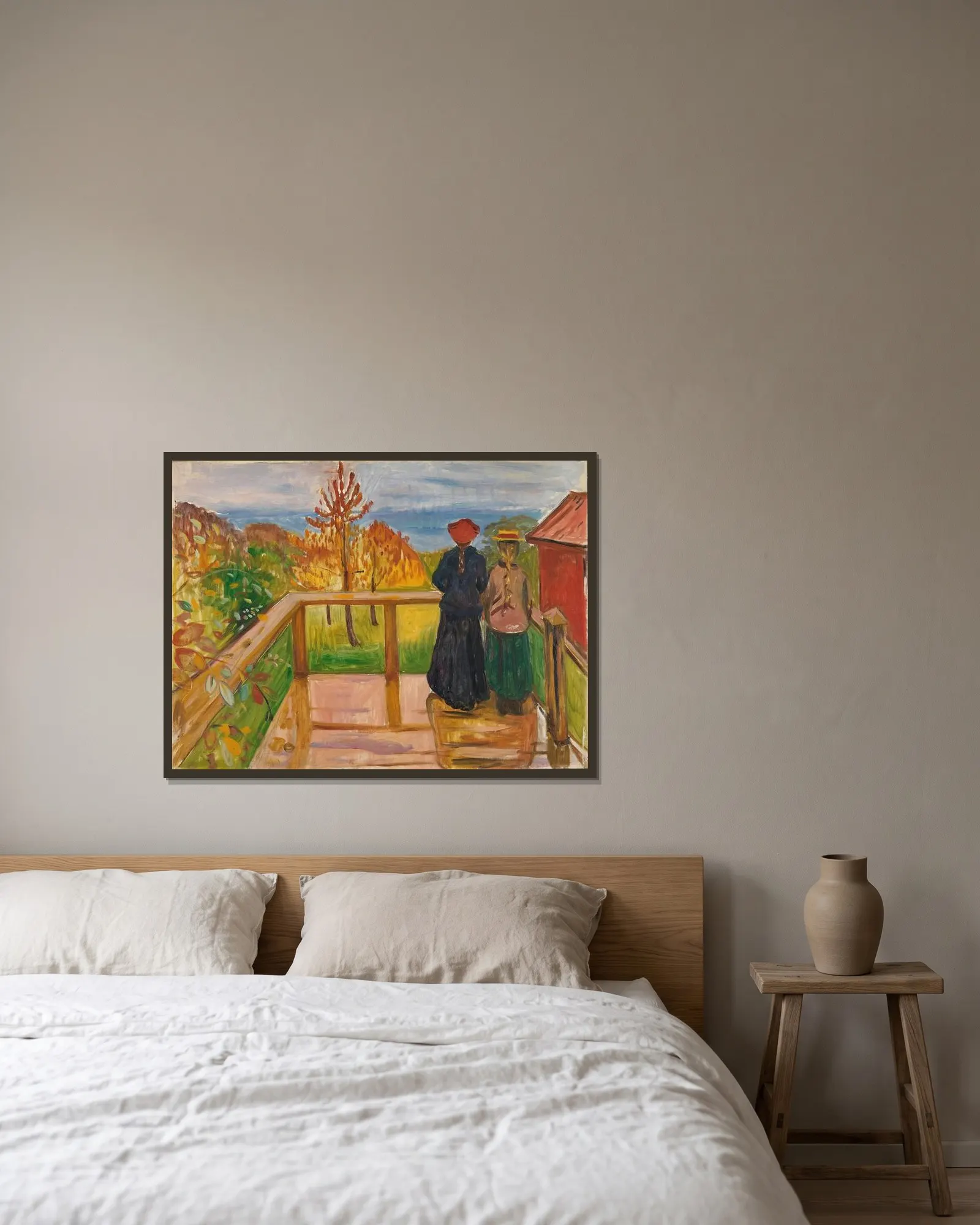 On the Veranda av Edvard Munch inramad på en vägg