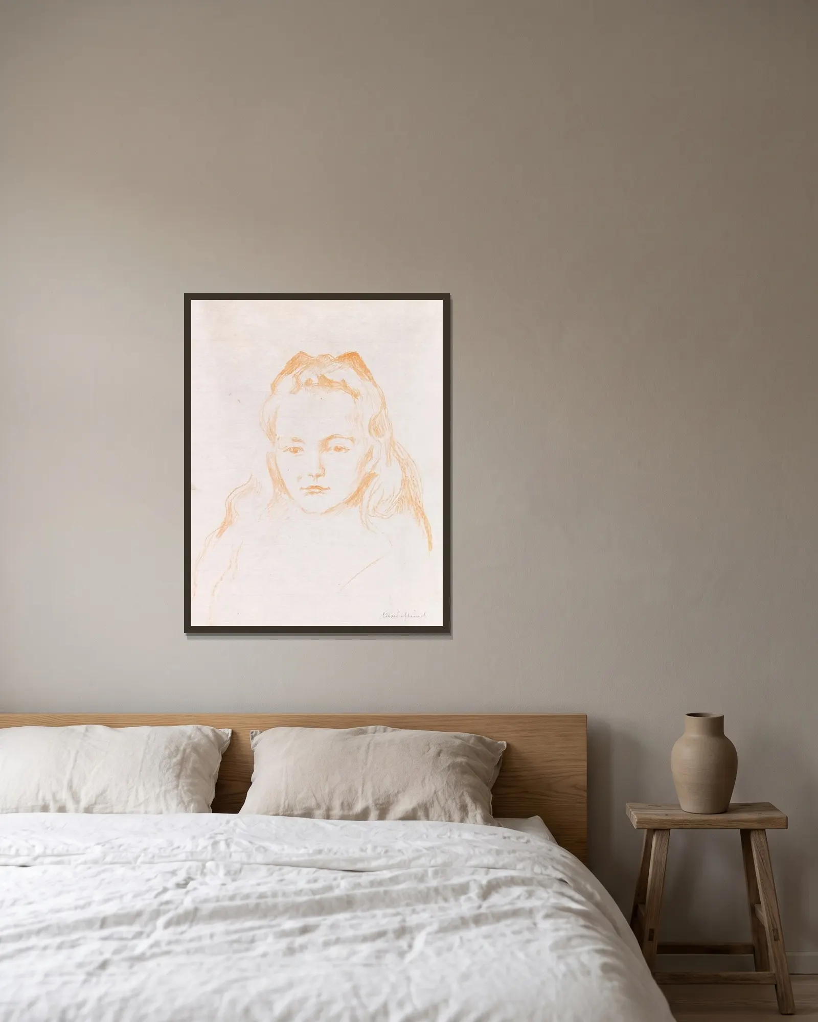 Ottilie Schiefler av Edvard Munch inramad på en vägg