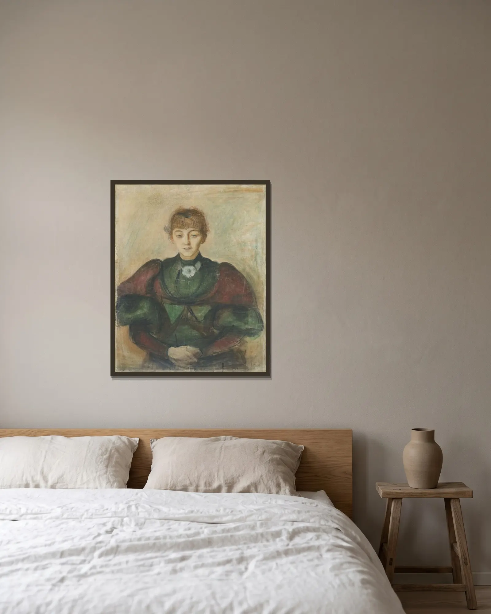 Ragnhild Bäckström av Edvard Munch inramad på en vägg