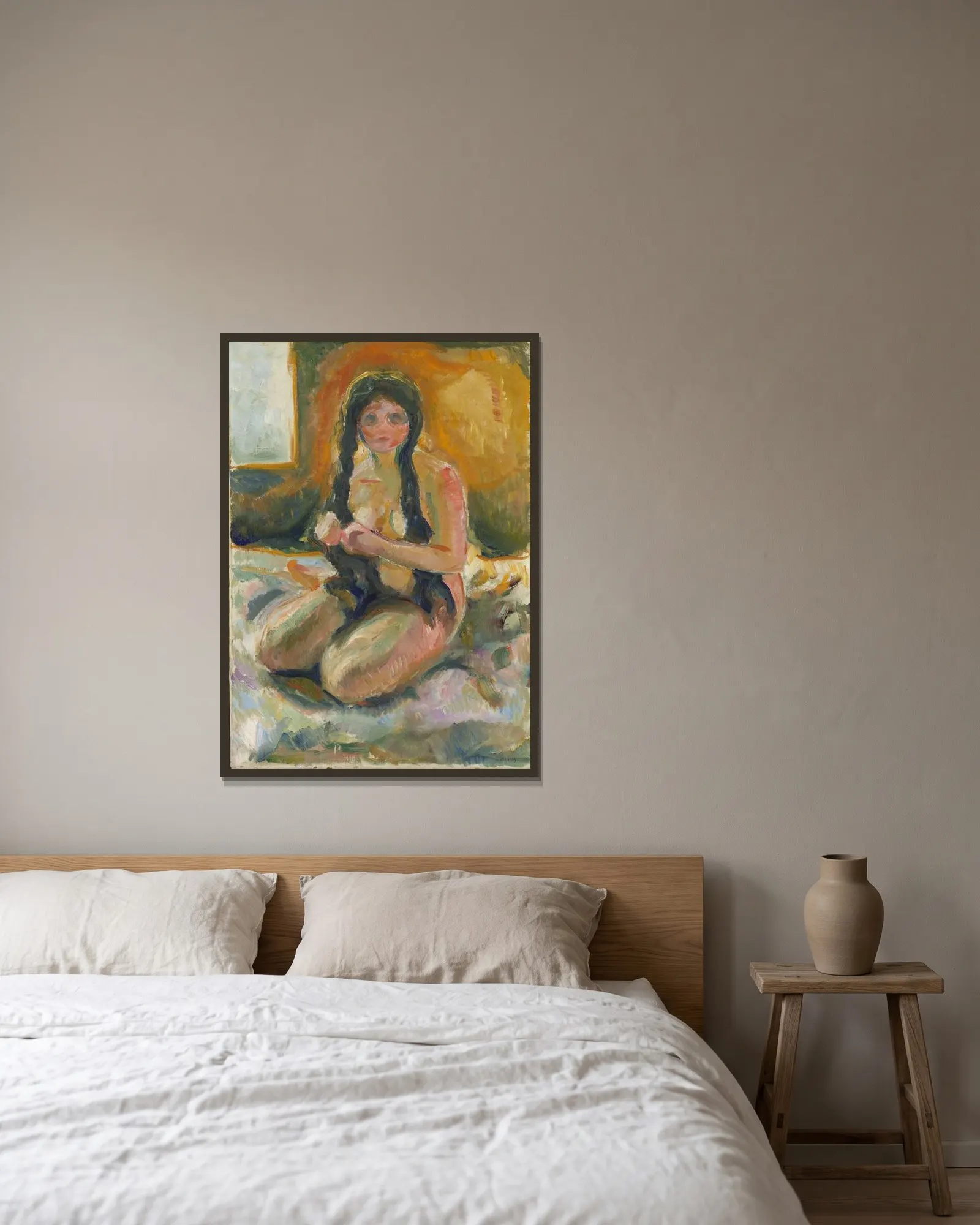 Seated Nude av Edvard Munch inramad på en vägg