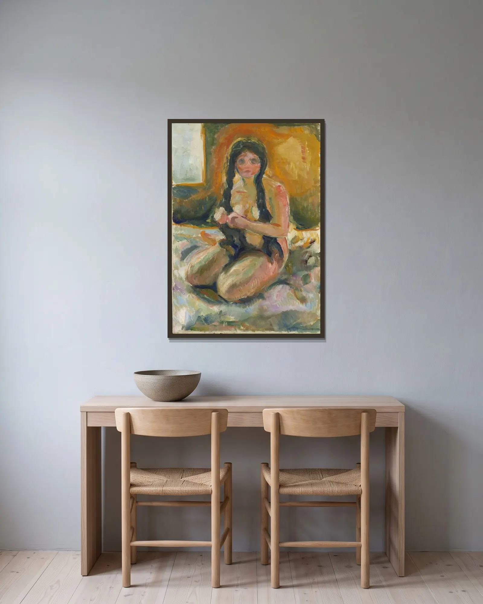 Seated Nude av Edvard Munch inramad på en vägg
