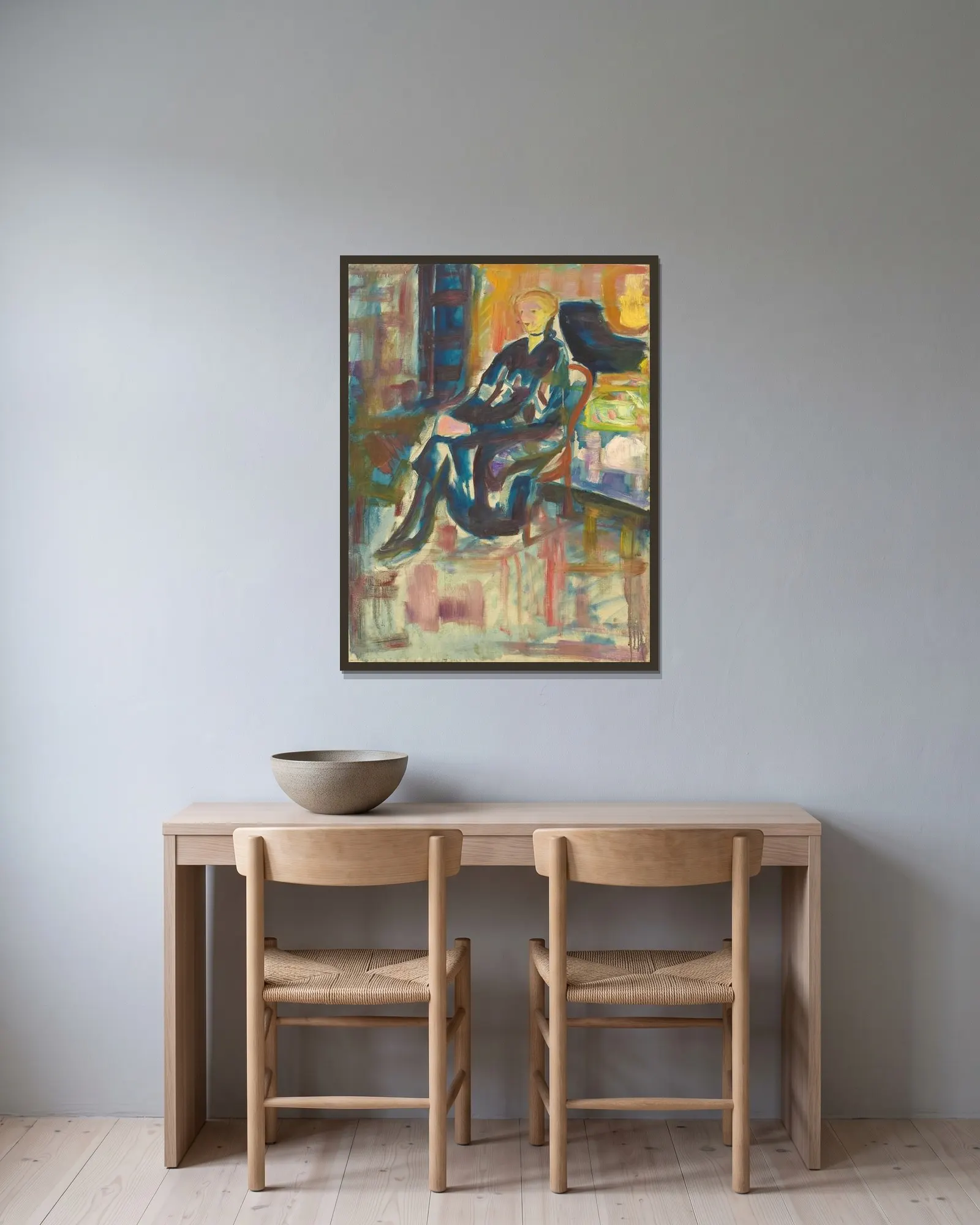 Sittende ung kvinne, 1916 – nr 2 av Edvard Munch inramad på en vägg