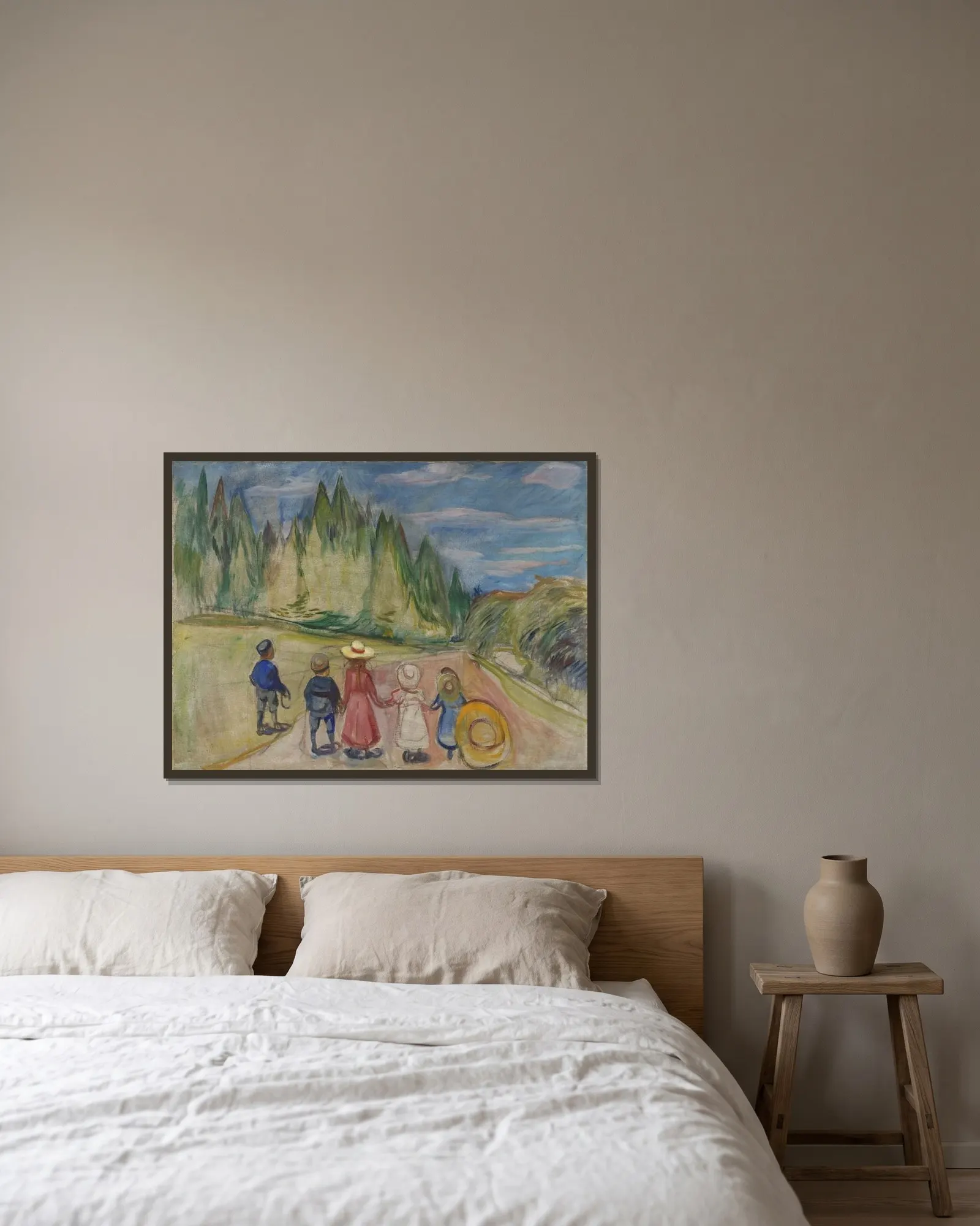 The Fairytale Forest av Edvard Munch inramad på en vägg