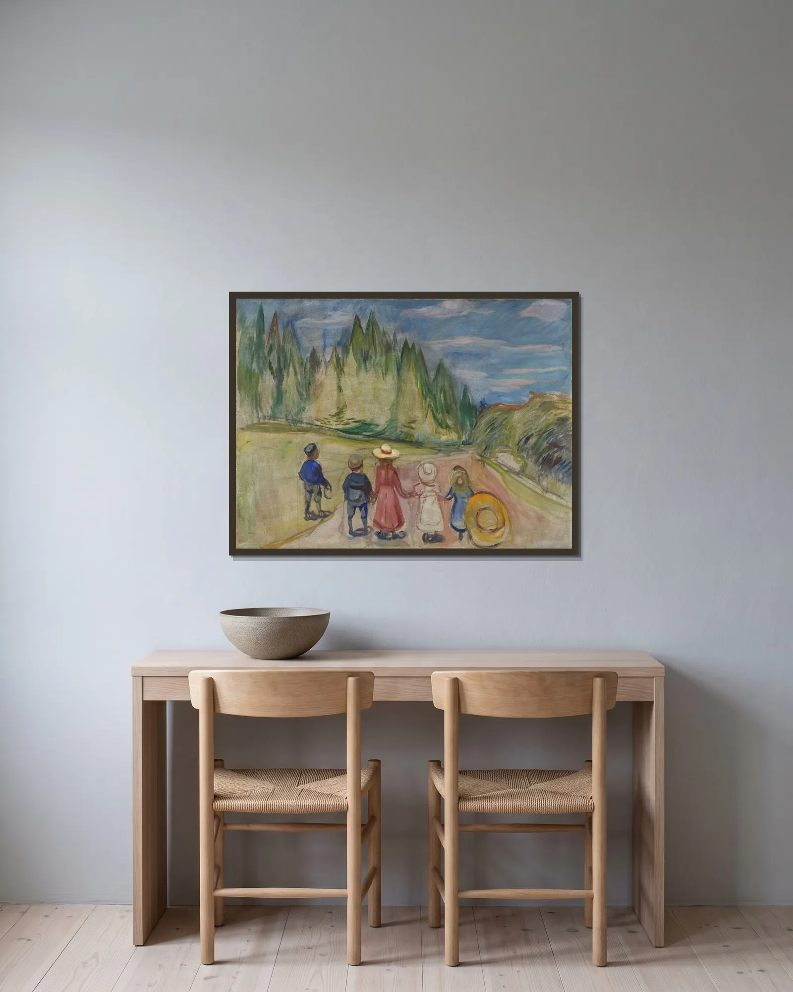 The Fairytale Forest av Edvard Munch inramad på en vägg