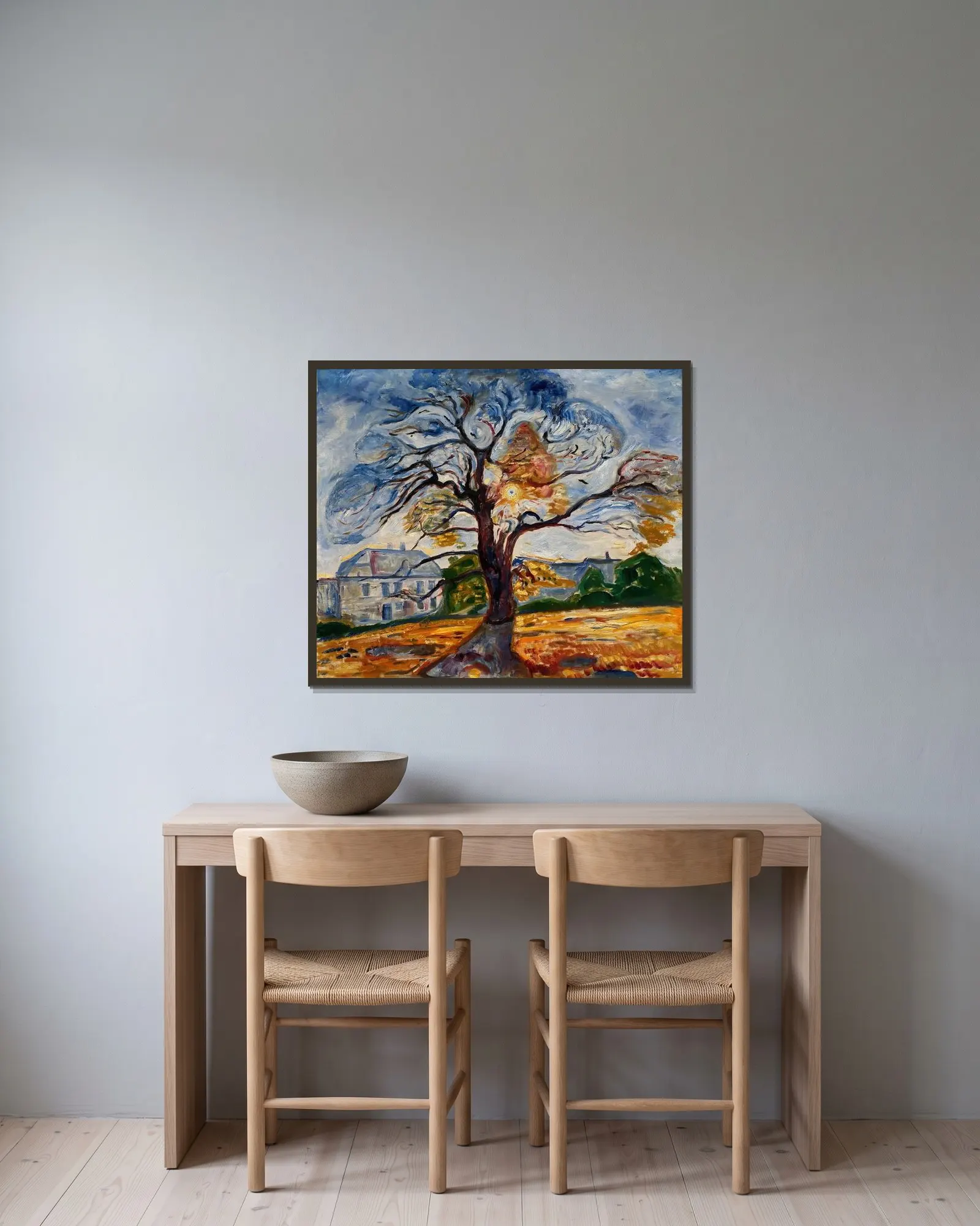 The Oak av Edvard Munch inramad på en vägg