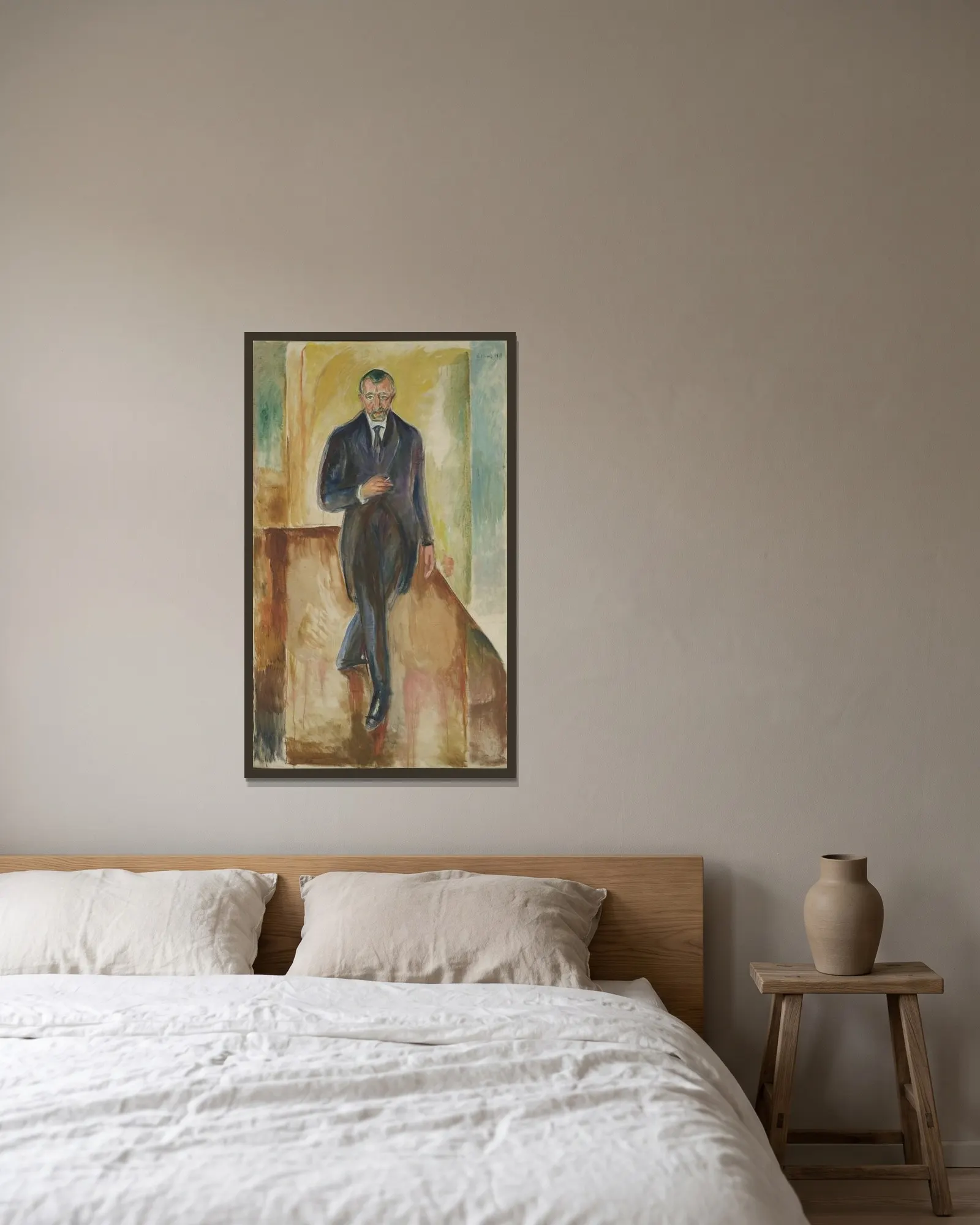 Thorvald Løchen av Edvard Munch inramad på en vägg