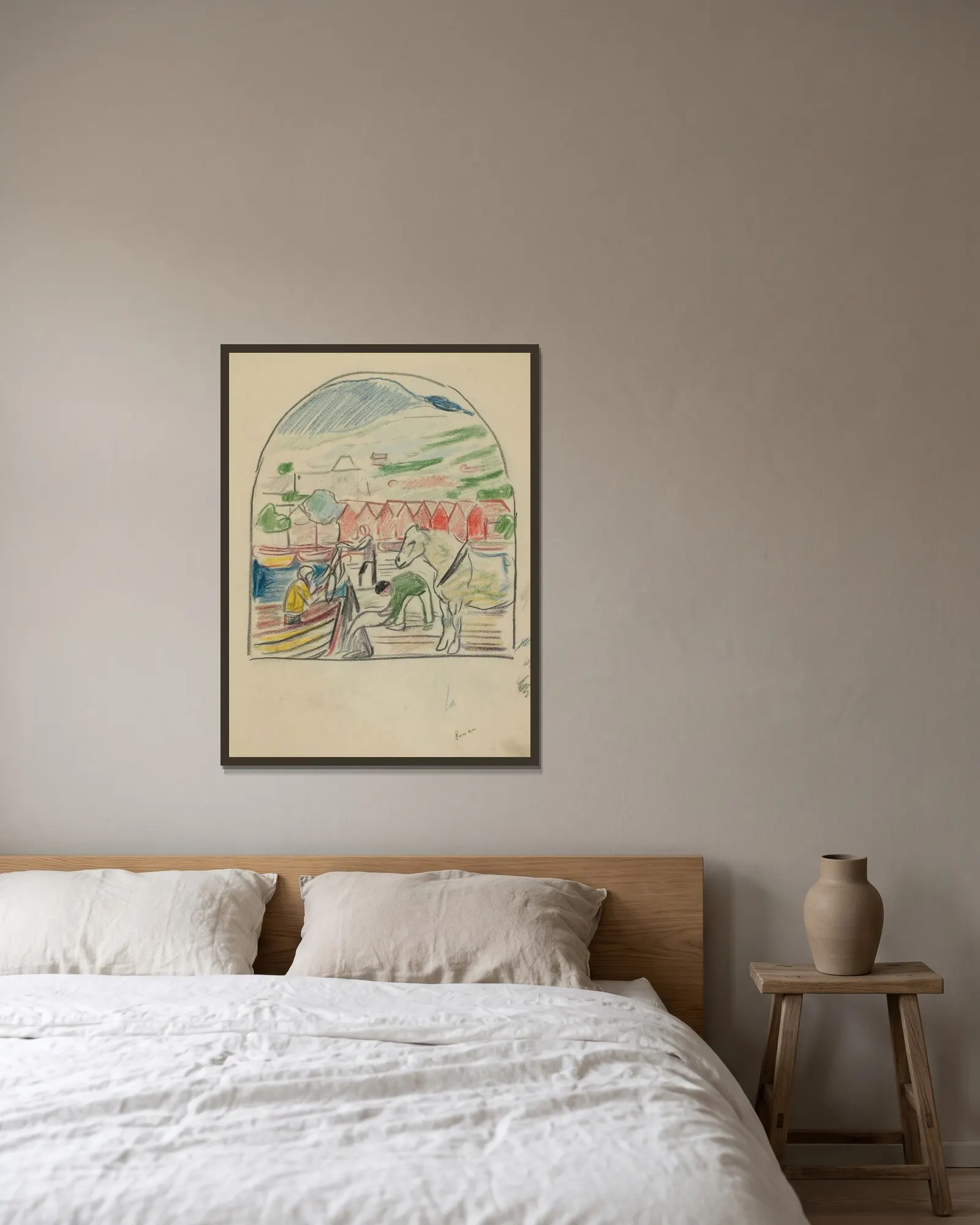 Untitled 14 av Edvard Munch inramad på en vägg