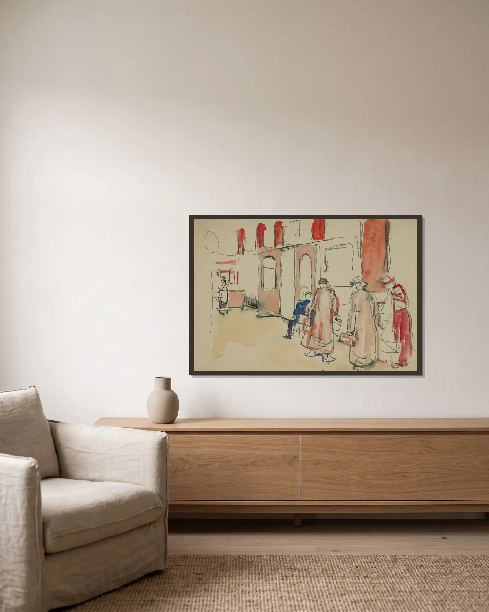 Untitled 26 av Edvard Munch inramad på en vägg