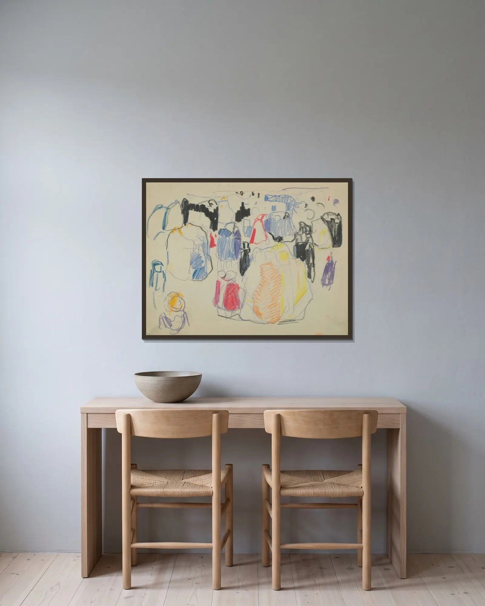 Untitled 28 av Edvard Munch inramad på en vägg