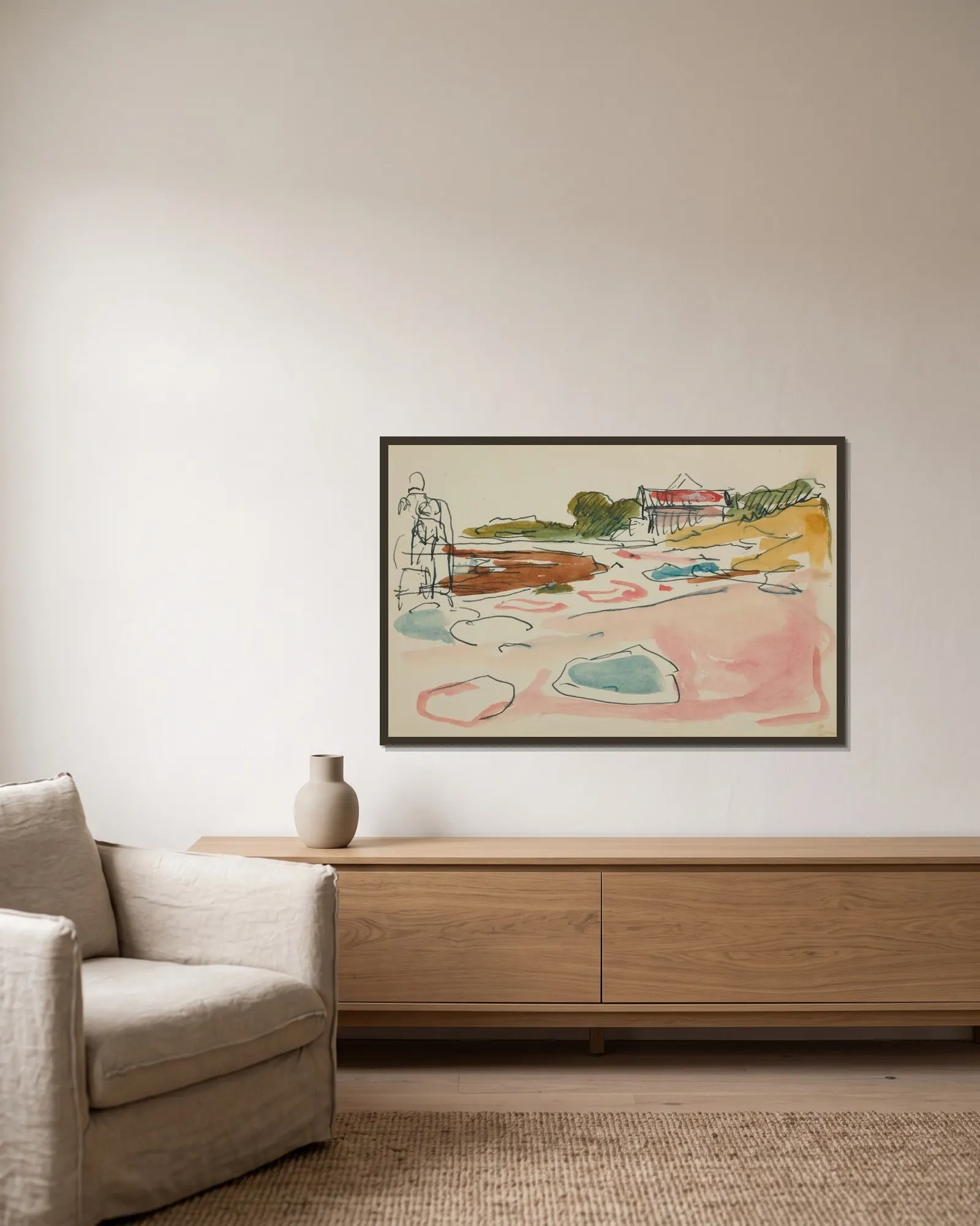 Untitled 3 av Edvard Munch inramad på en vägg