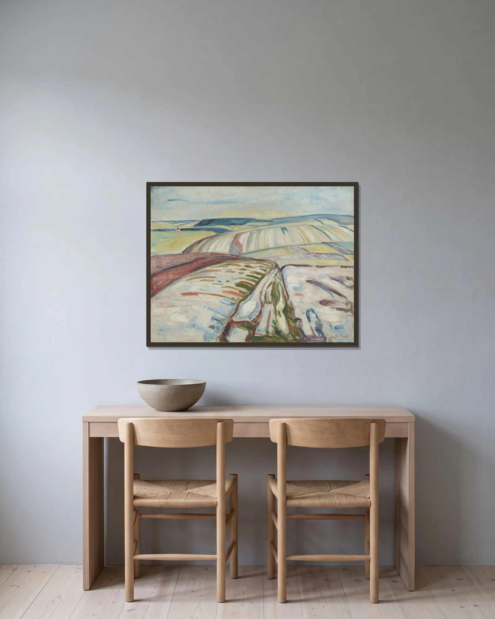 Winter. Elgersburg av Edvard Munch inramad på en vägg