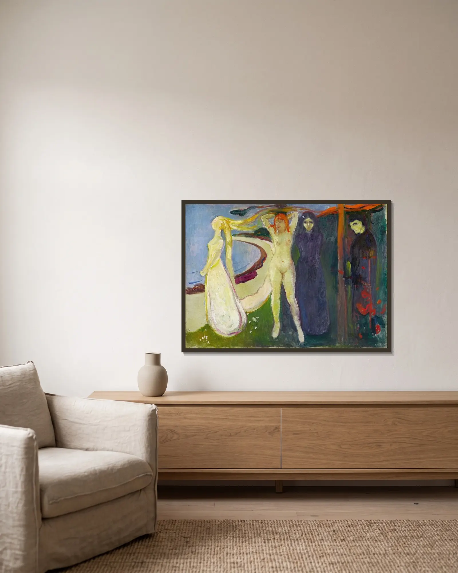 Woman. Sphinx av Edvard Munch inramad på en vägg