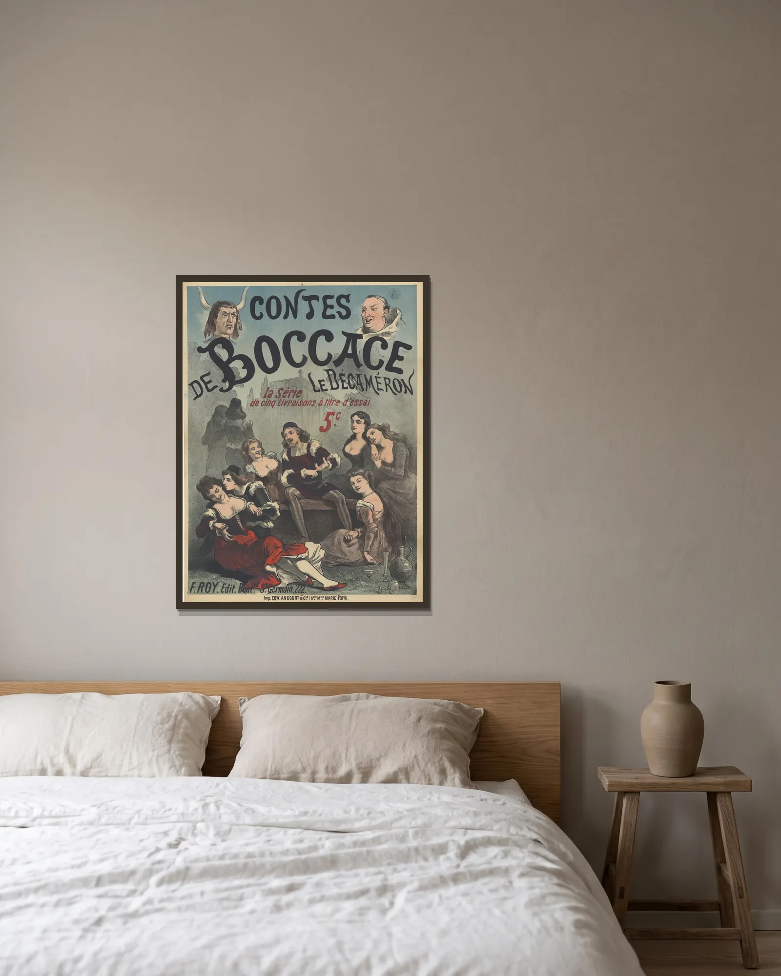Contes de Boccace ; le Décaméron av Edward Ancourt inramad på en vägg