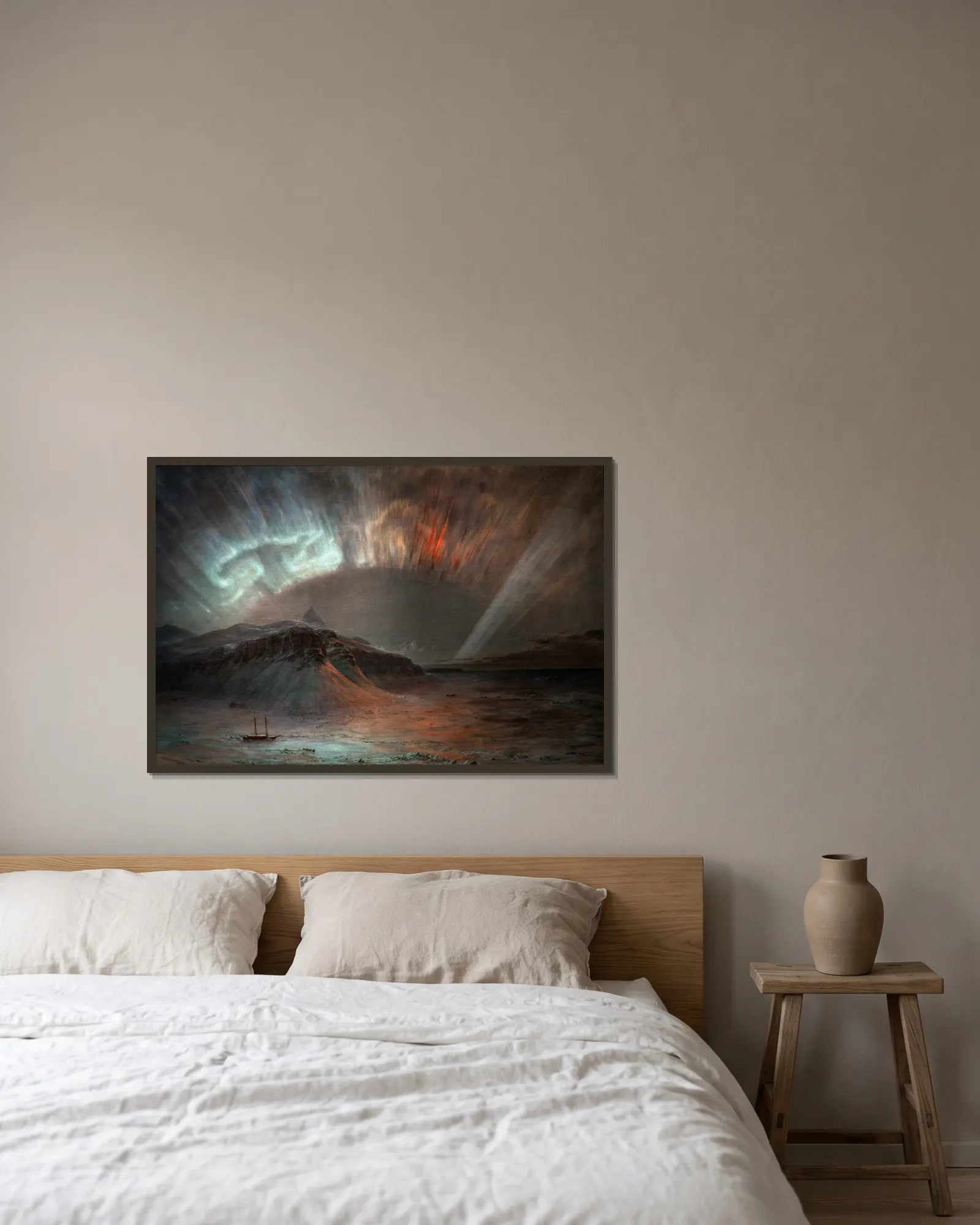 Aurora Borealis av Frederic Edwin Church inramad på en vägg