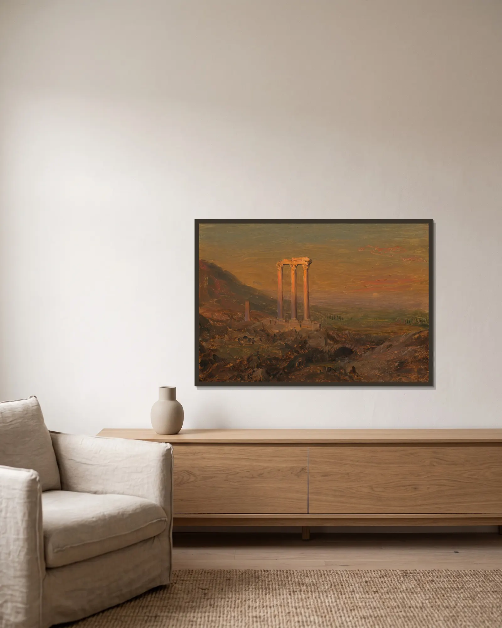 Classical Ruins, Syria av Frederic Edwin Church inramad på en vägg