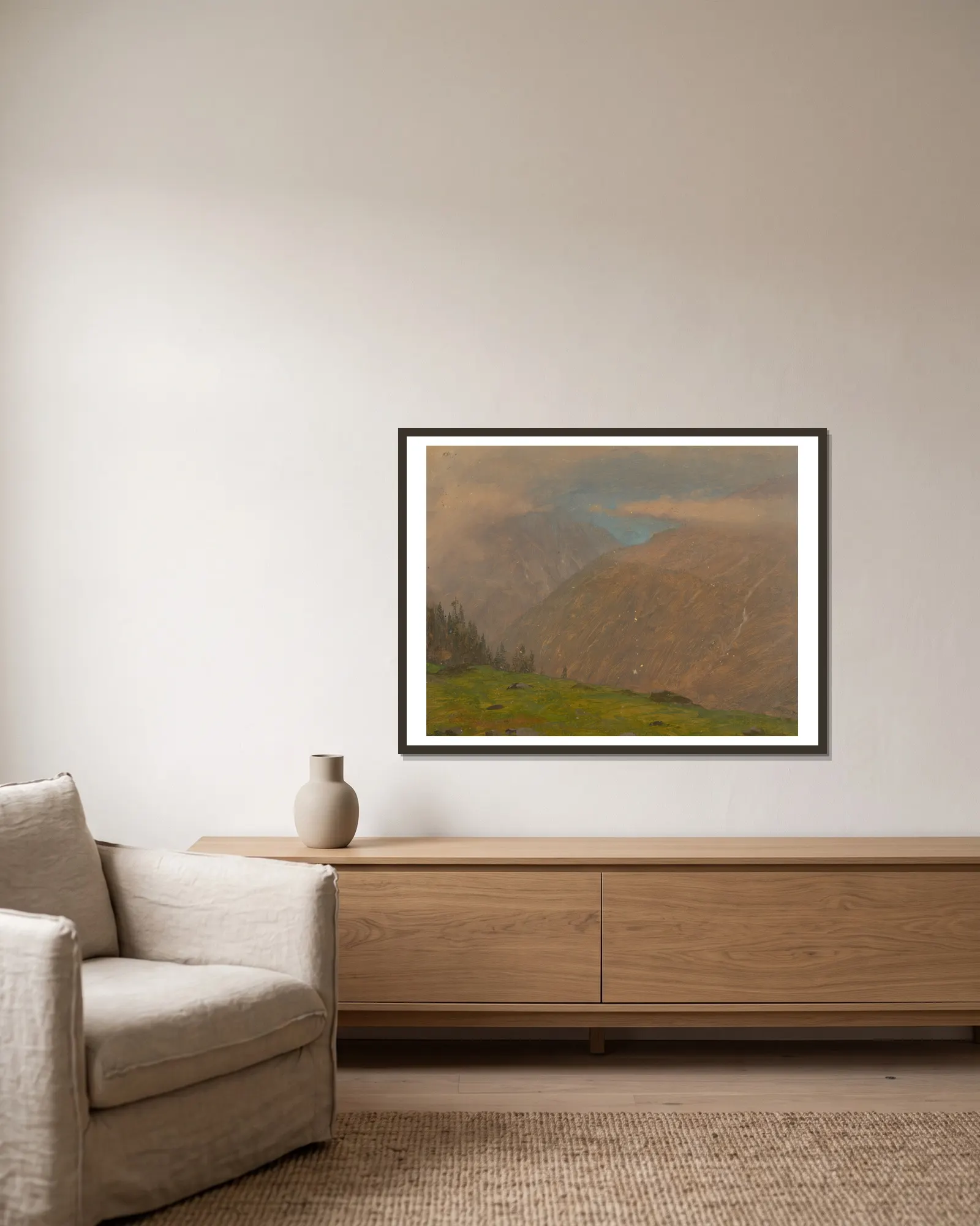 Italian Alps av Frederic Edwin Church inramad på en vägg