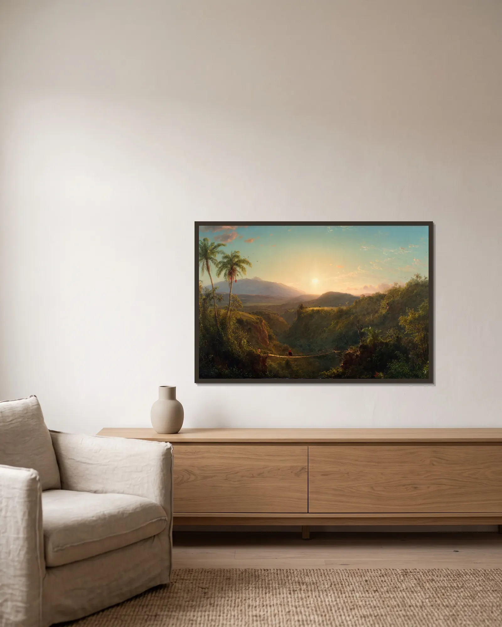 Pichincha av Frederic Edwin Church inramad på en vägg