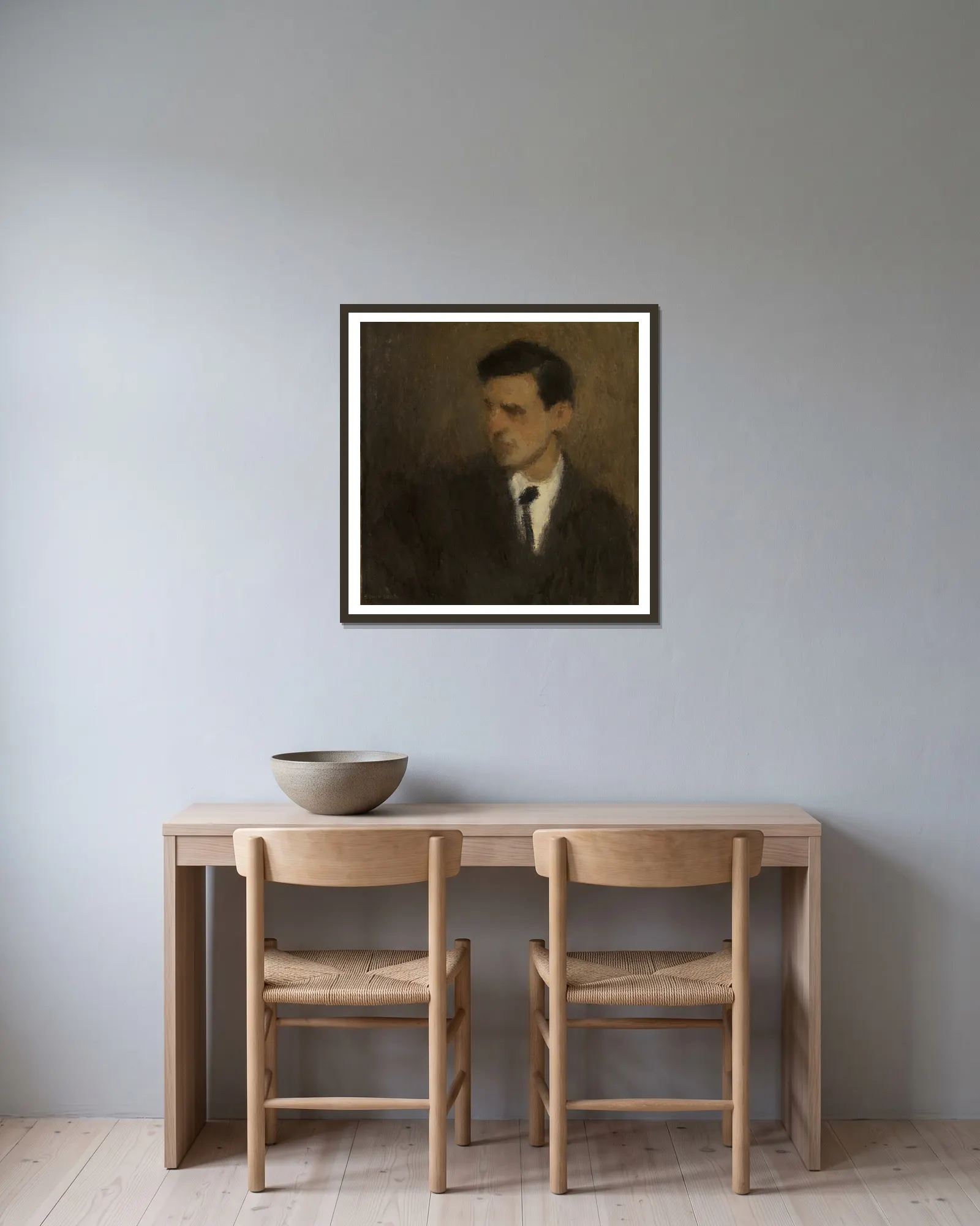 Portrait de Jeune Homme av Frank Edwin Scott inramad på en vägg
