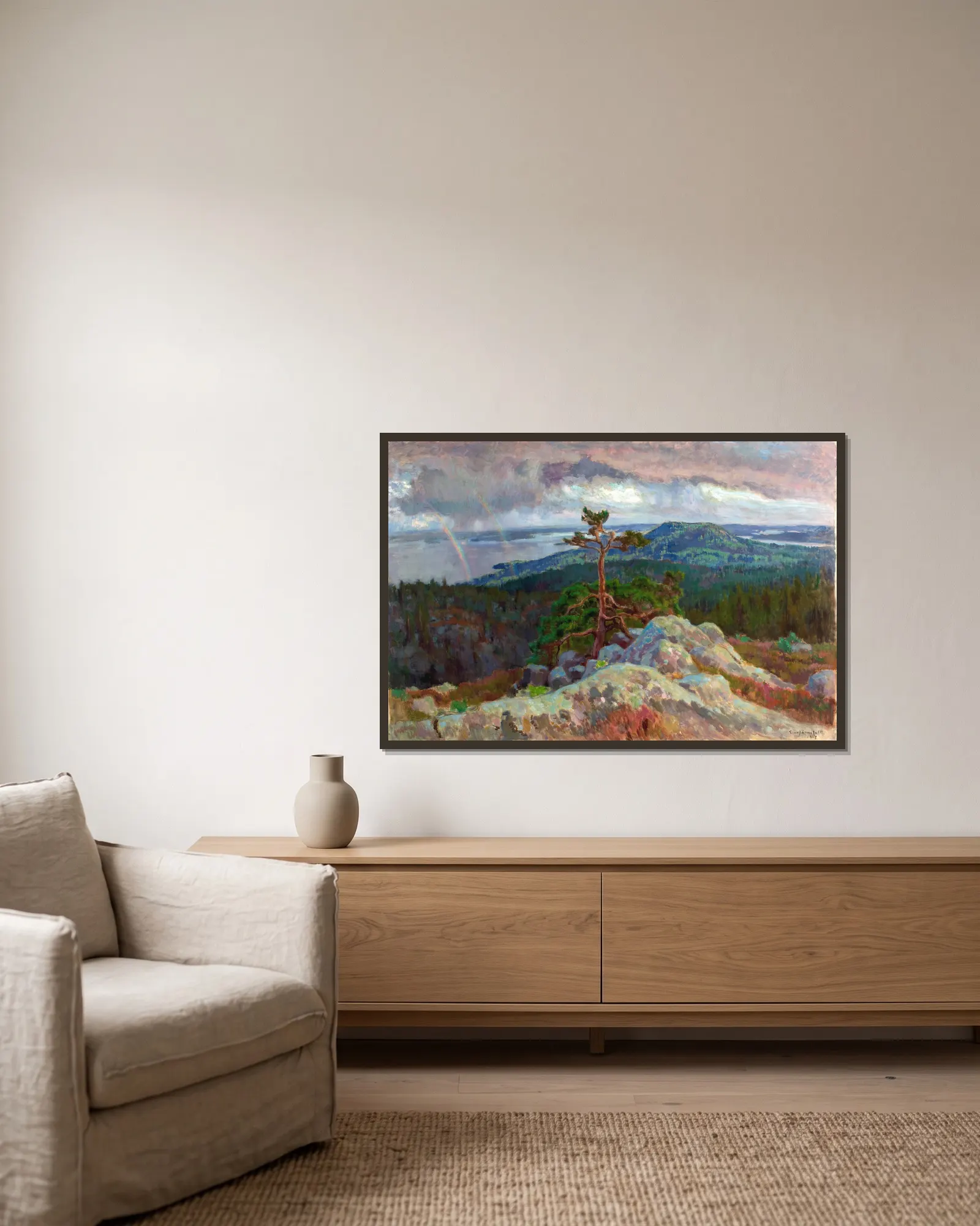 Koli av Eero Järnefelt inramad på en vägg