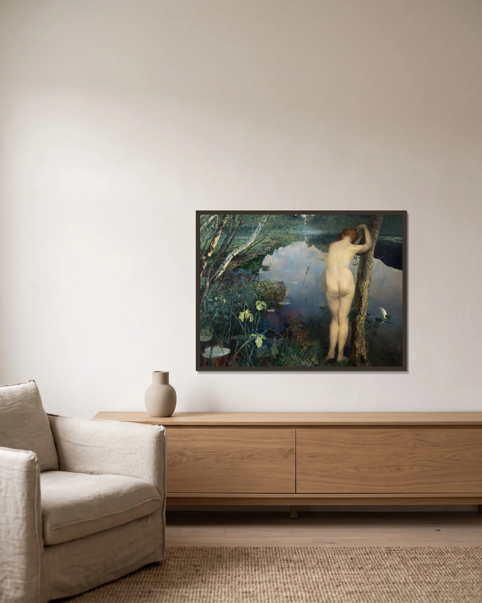 Nocturne av Eilif Peterssen inramad på en vägg