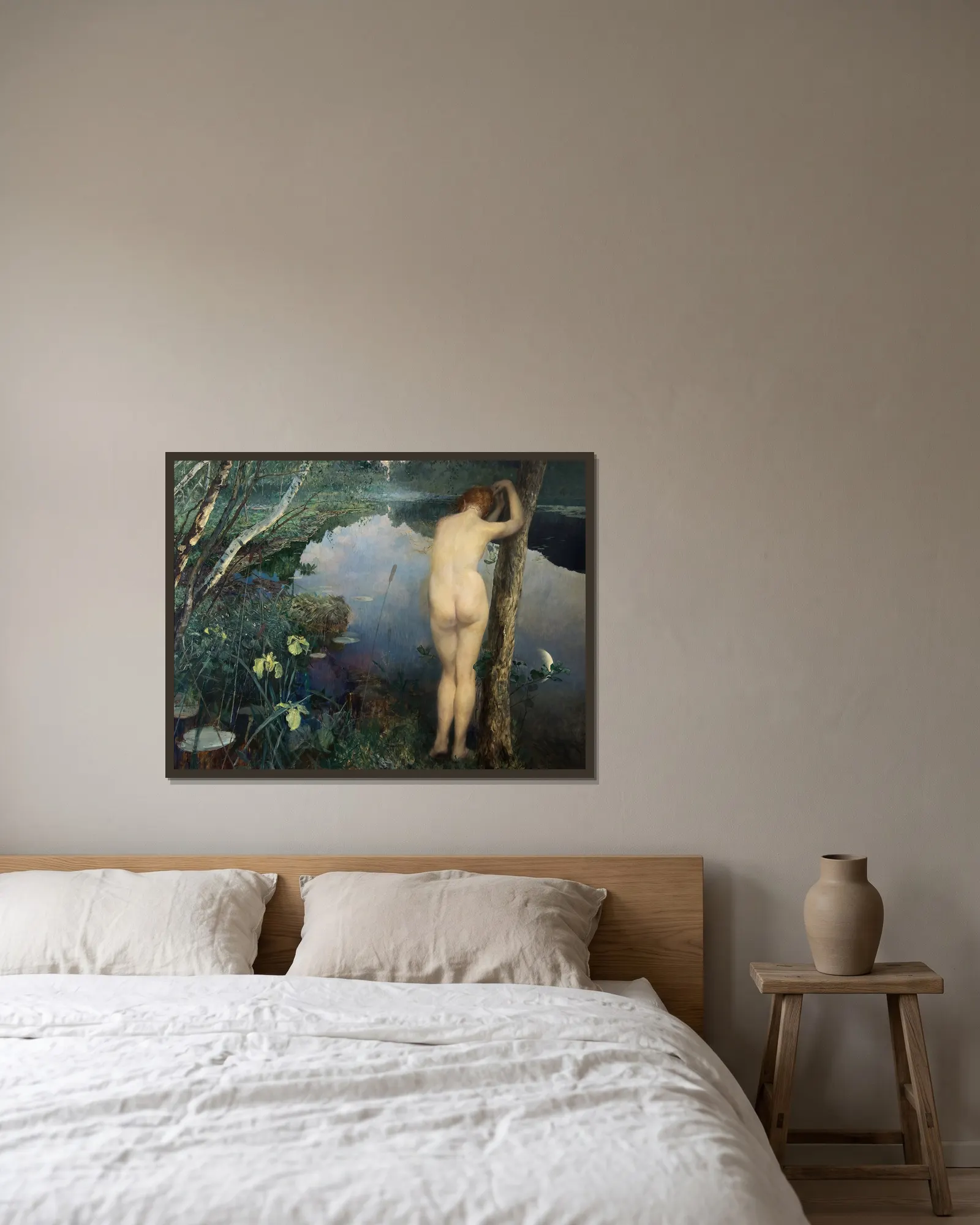 Nocturne av Eilif Peterssen inramad på en vägg