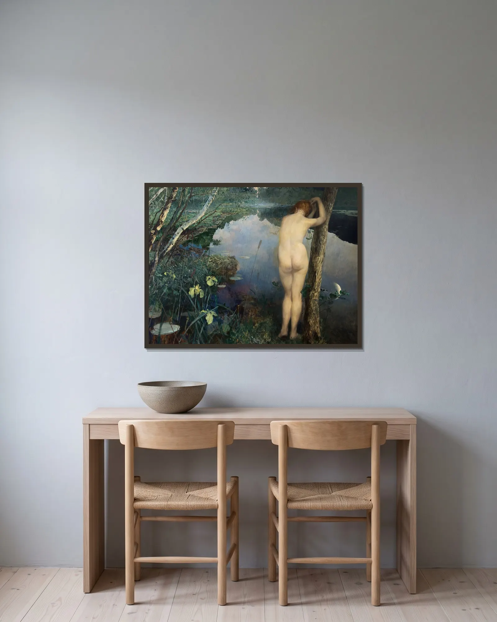 Nocturne av Eilif Peterssen inramad på en vägg
