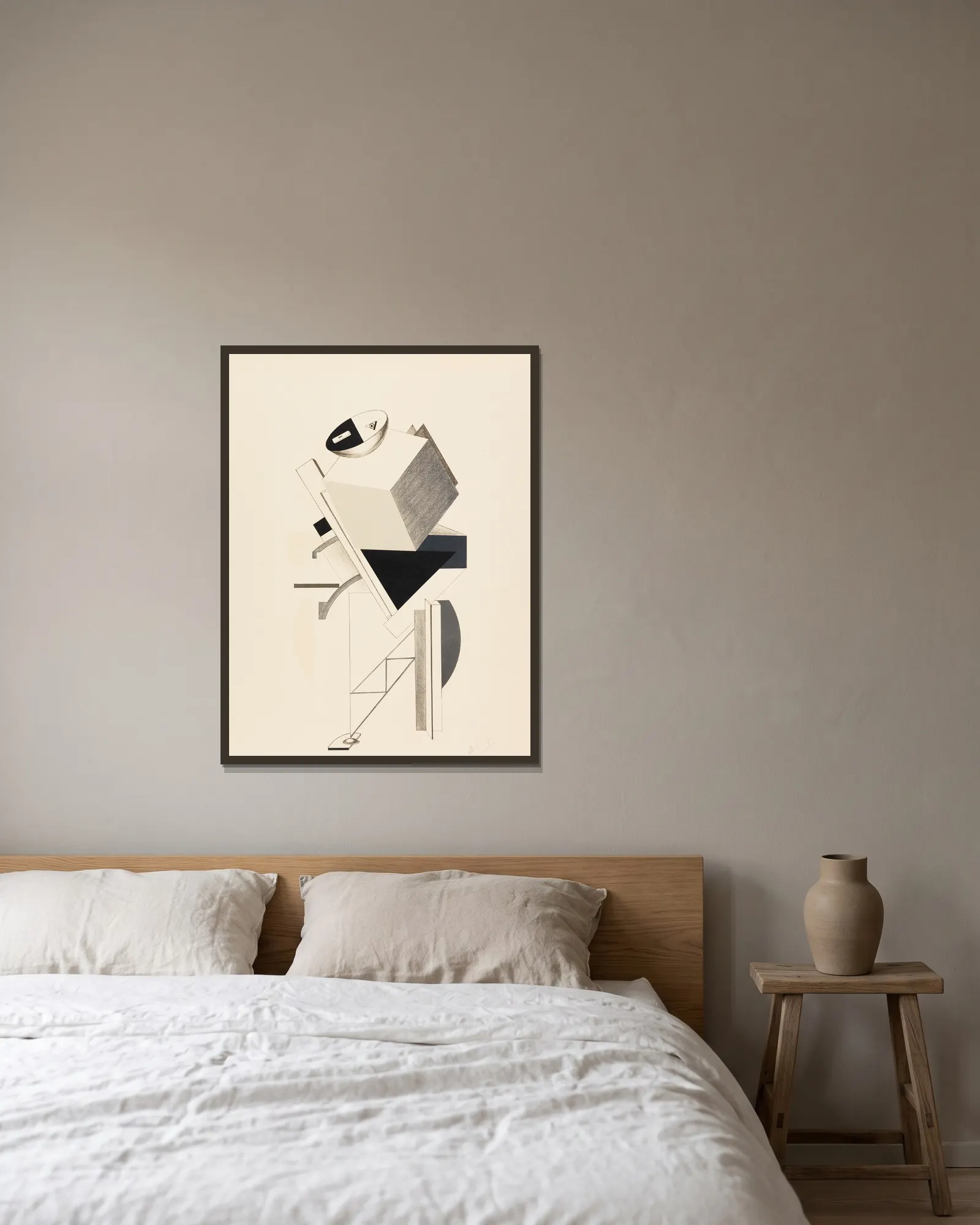 Sentry (Posten) av El Lissitzky inramad på en vägg