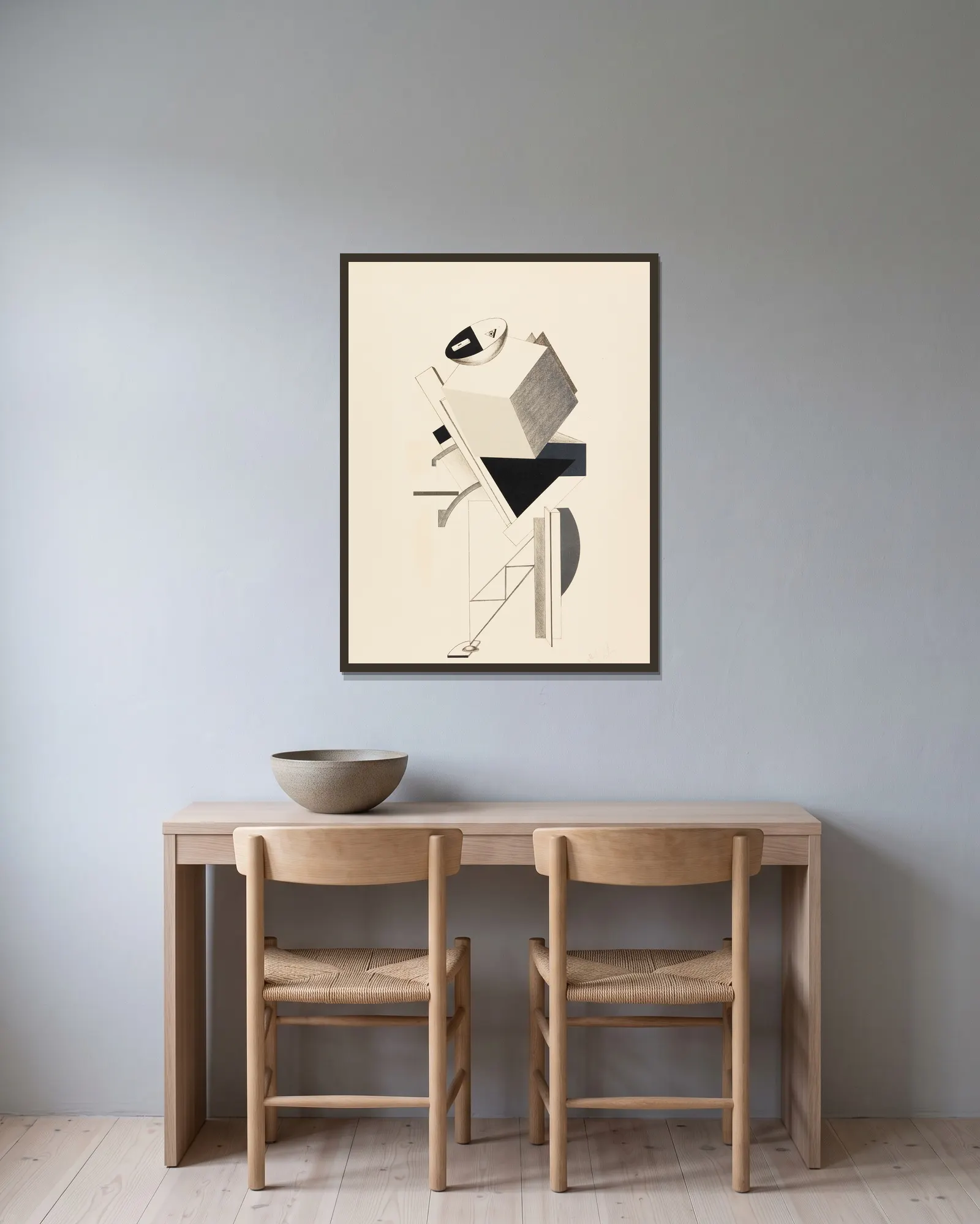 Sentry (Posten) av El Lissitzky inramad på en vägg