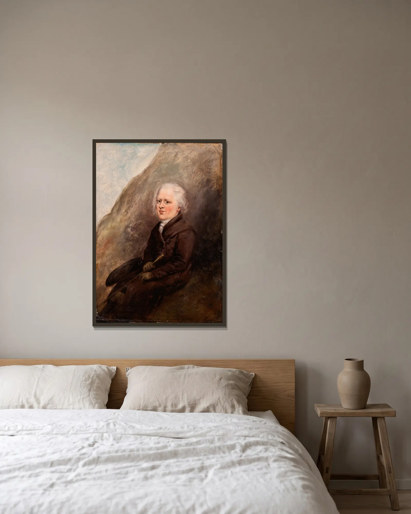 Self Portrait av Elias Martin inramad på en vägg