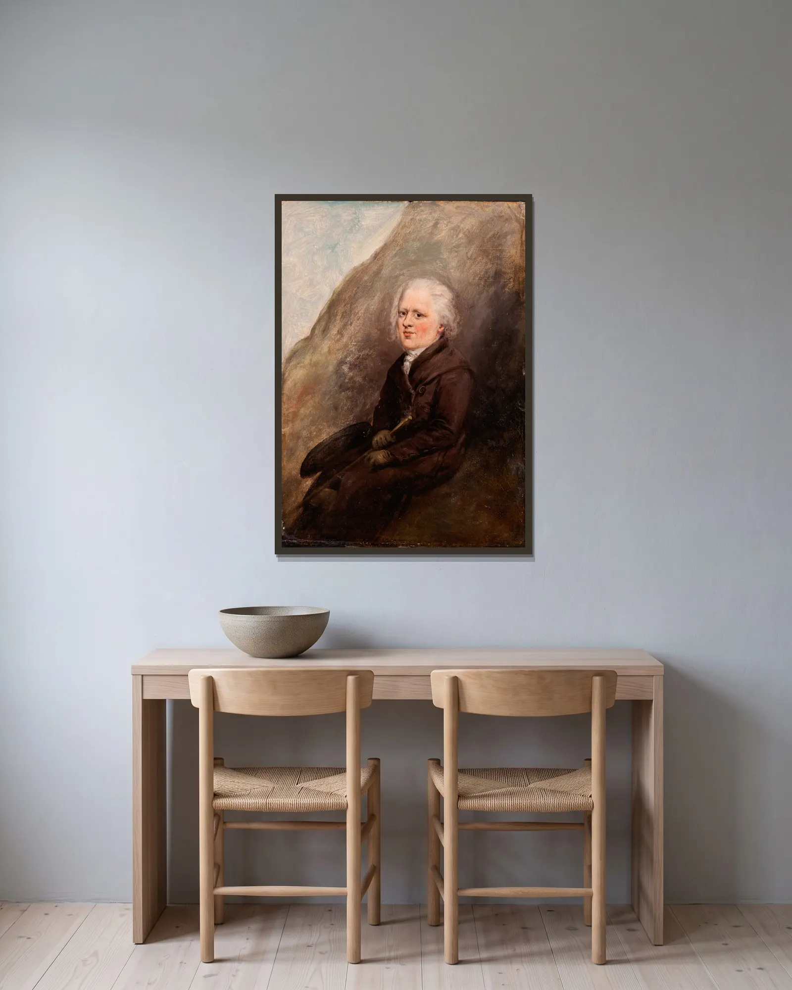 Self Portrait av Elias Martin inramad på en vägg
