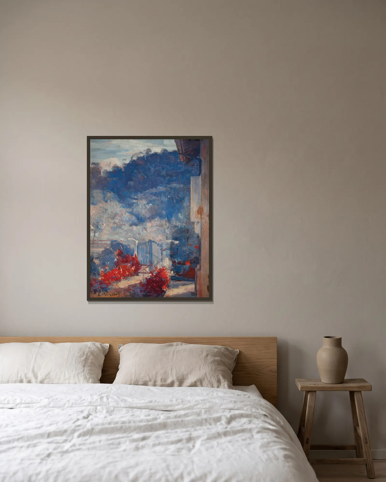 Raios de sol av Eliseu Visconti inramad på en vägg