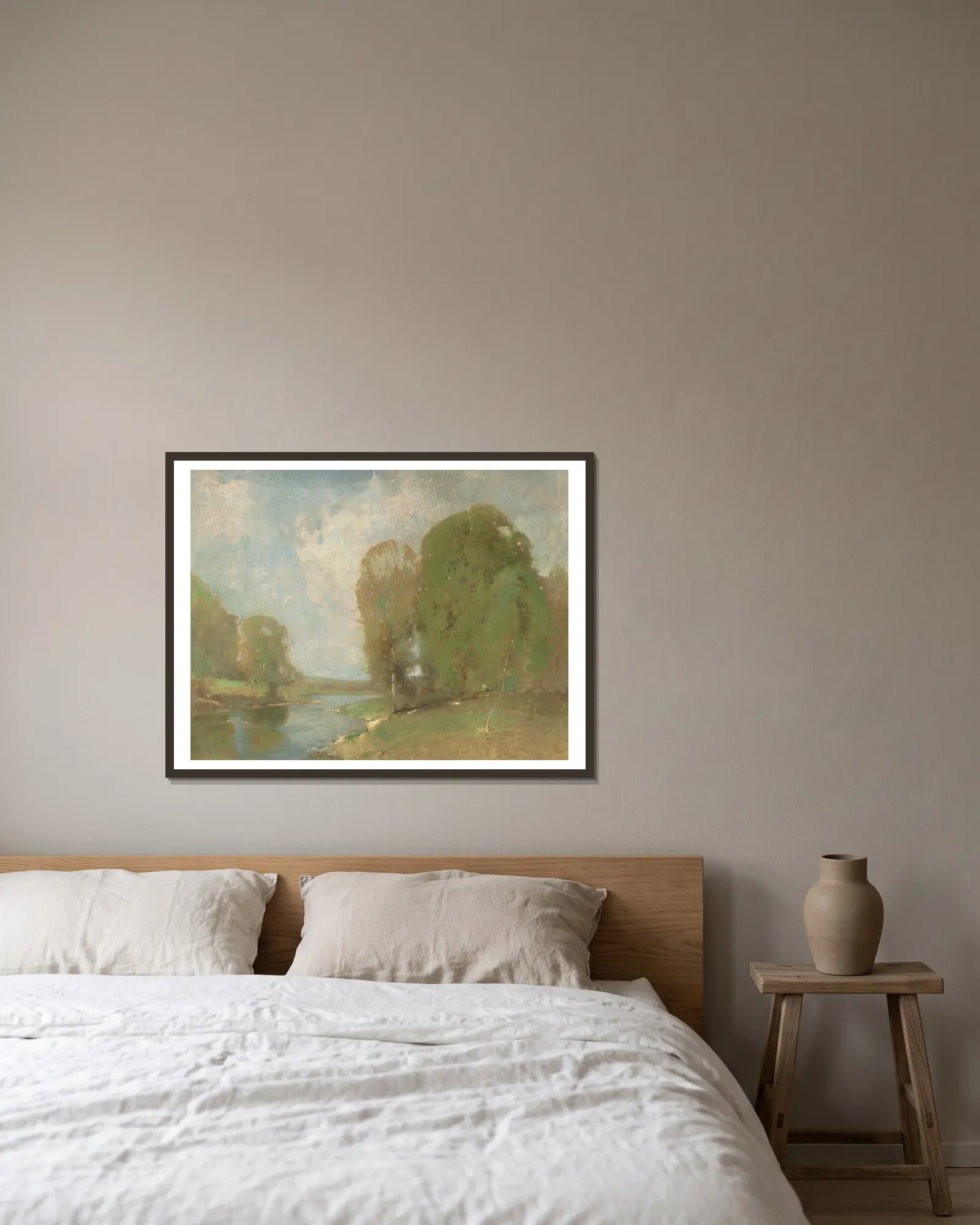 Meadow Brook av Emil Carlsen inramad på en vägg