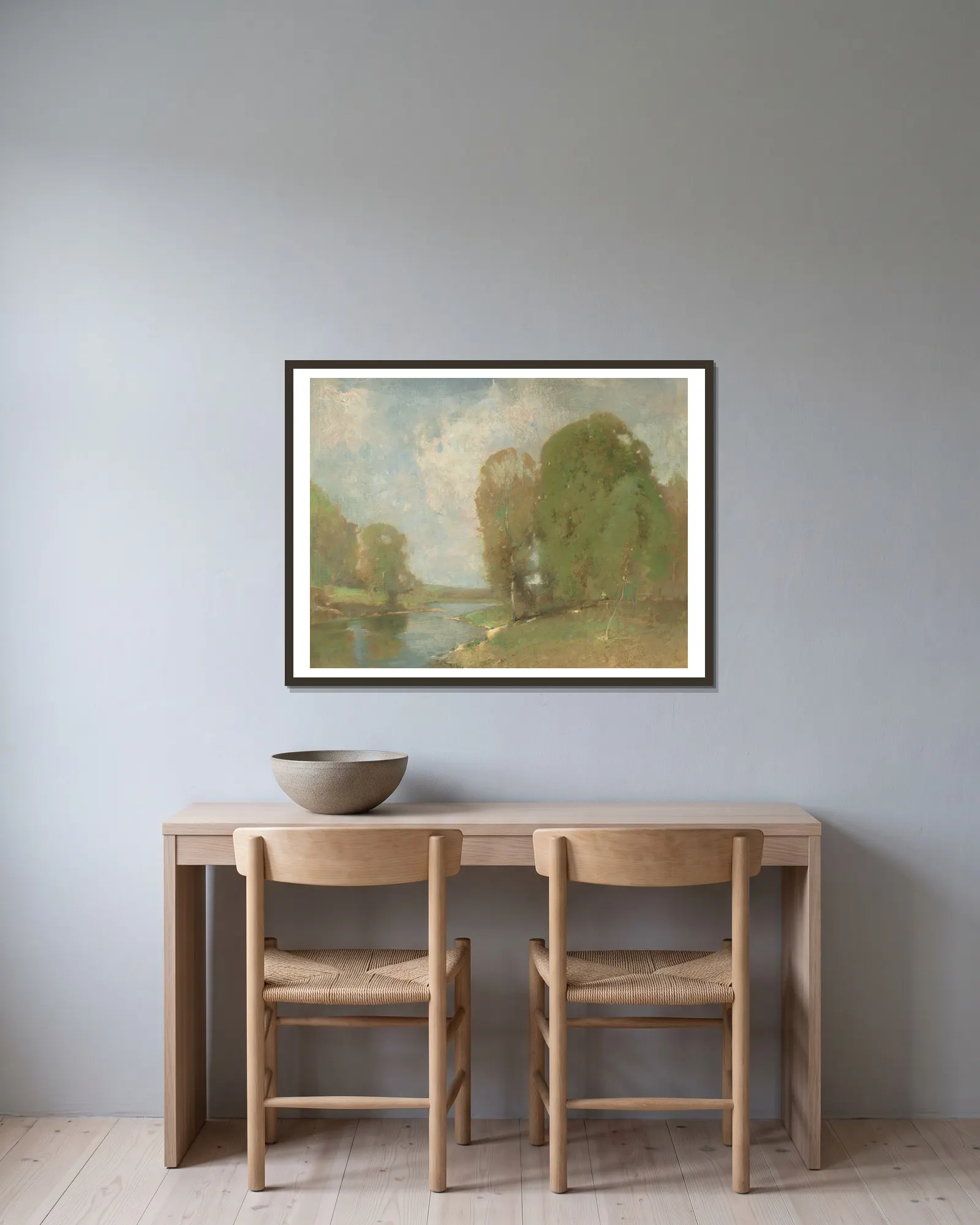 Meadow Brook av Emil Carlsen inramad på en vägg