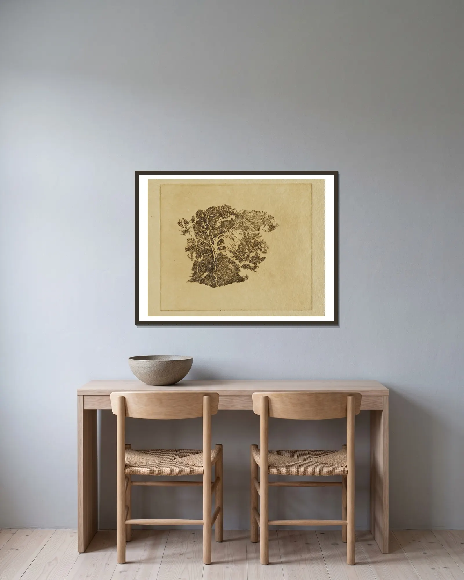 Tree Study av Emil Carlsen inramad på en vägg