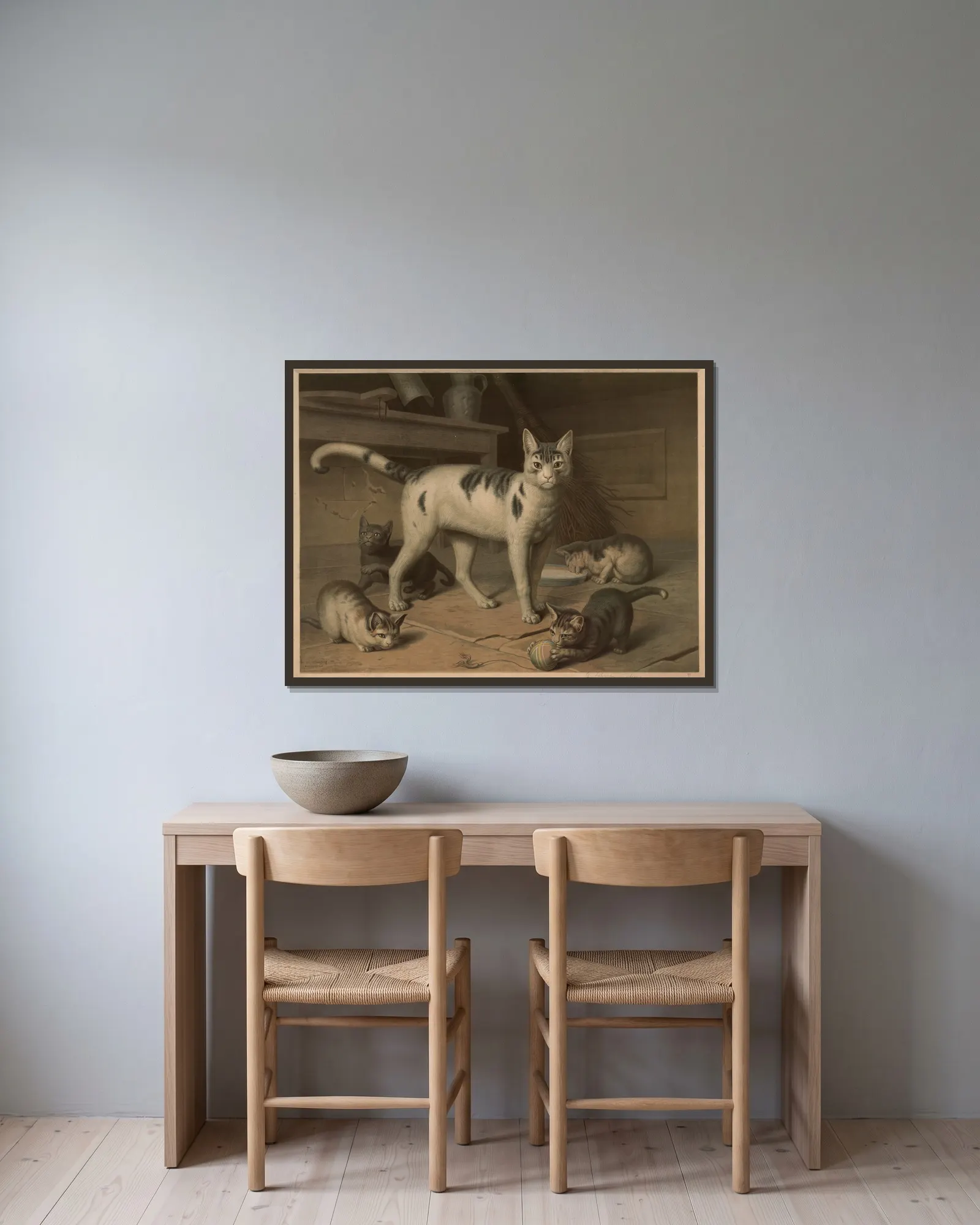 Cat av Emil Schmidt inramad på en vägg