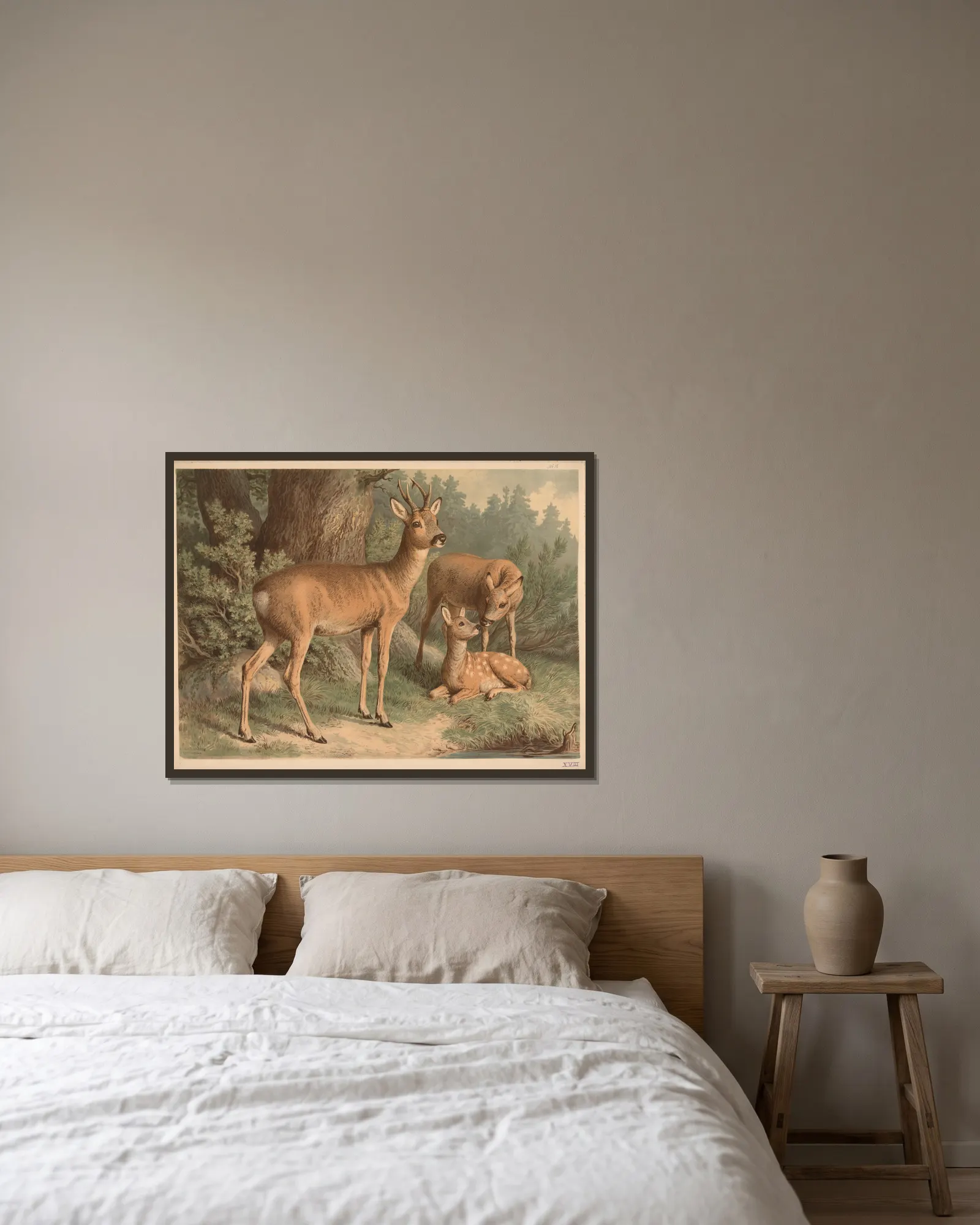 Deer av Emil Schmidt inramad på en vägg