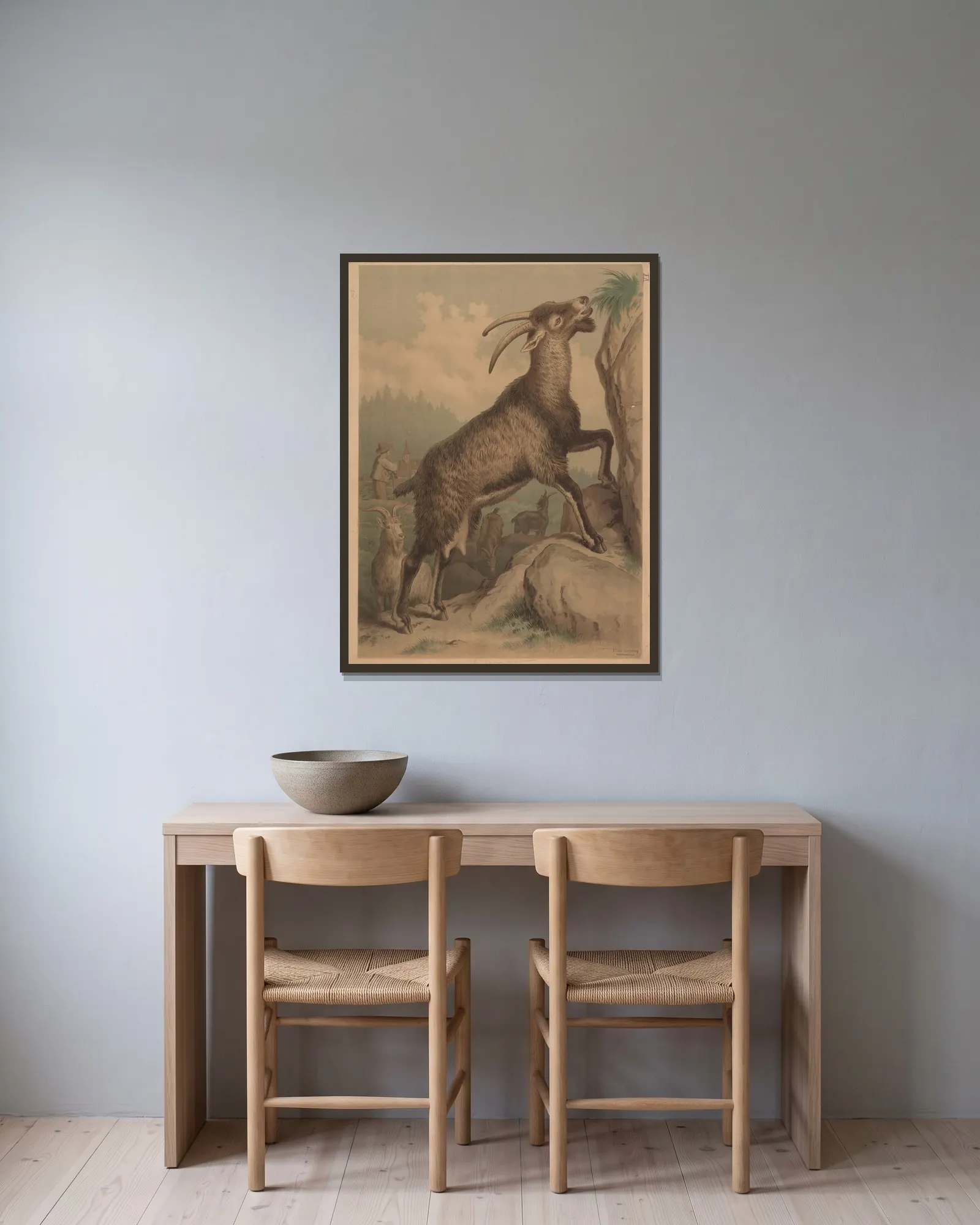 Goat av Emil Schmidt inramad på en vägg
