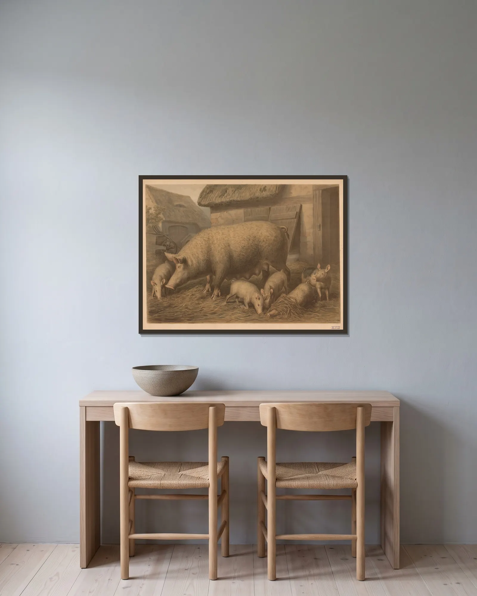 Pig av Emil Schmidt inramad på en vägg