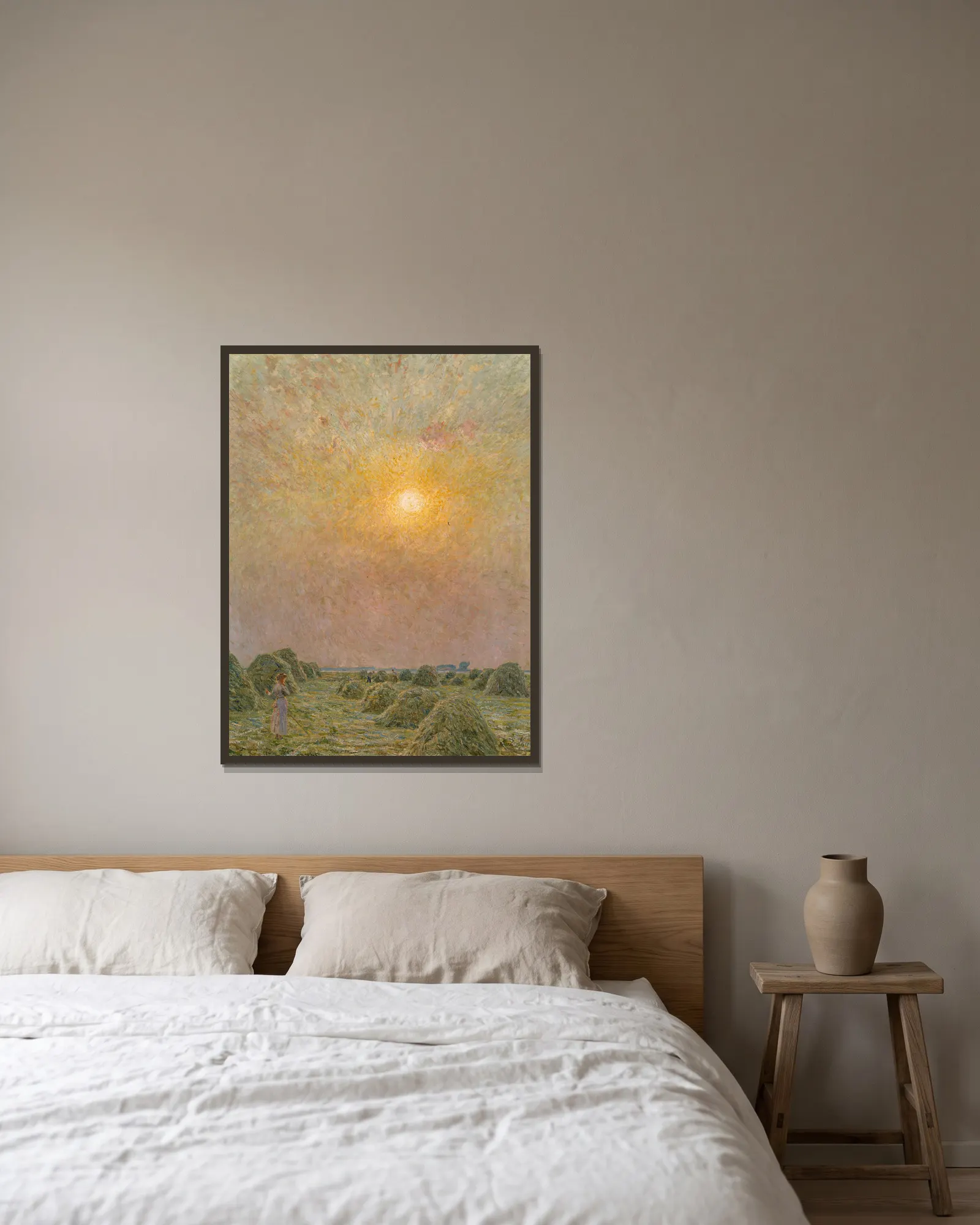 Sunset av Emile Claus inramad på en vägg