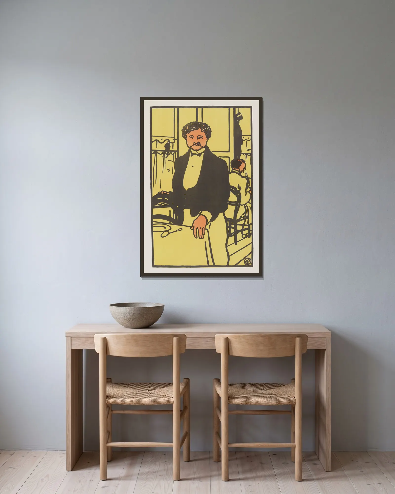 Ernest av Jean-Émile Laboureur inramad på en vägg