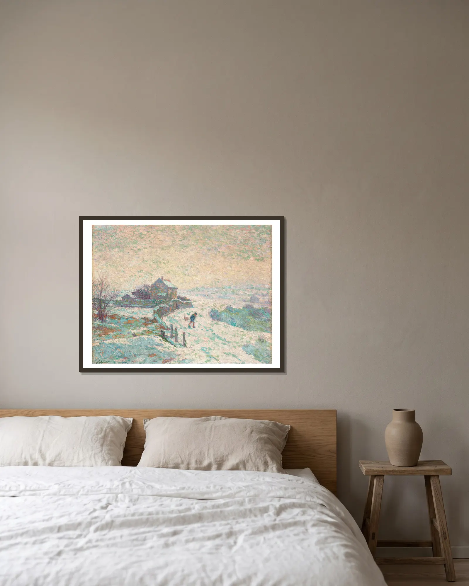 Paysage de neige av Claude-Émile Schuffenecker inramad på en vägg