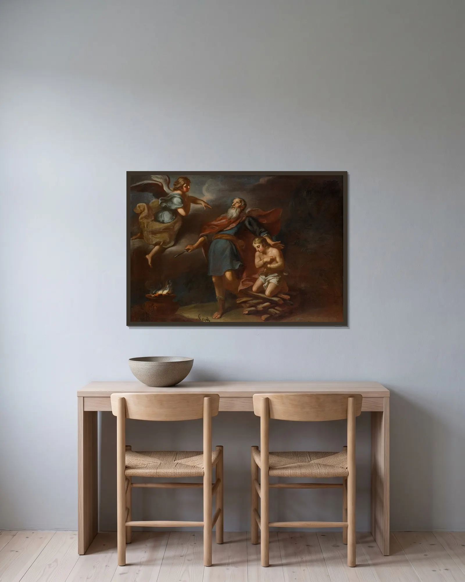 Isaks offer, 1734 – nr 2 av Georg Engelhard Schröder inramad på en vägg