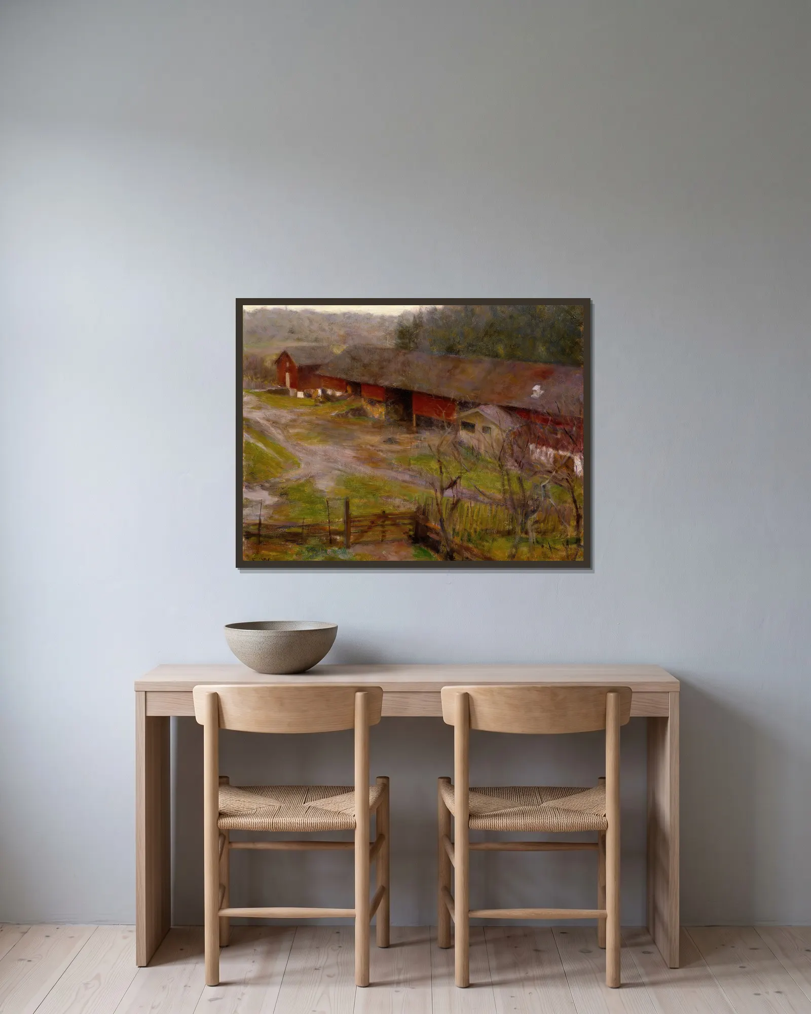 Autumn av Erik Werenskiold inramad på en vägg